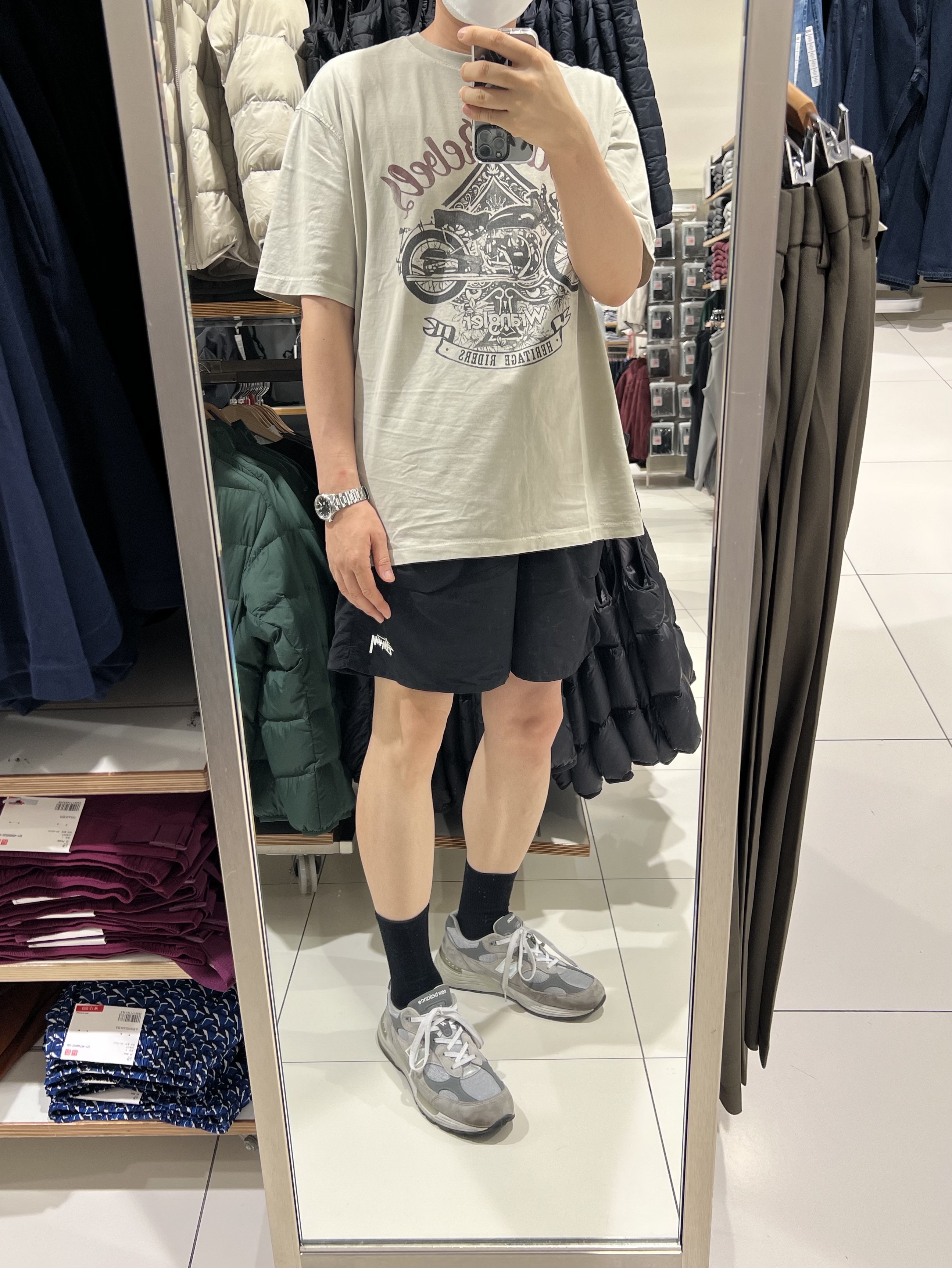 New Balance 992 Made in USA Grey - D Standard, Stussy Stock Water Shorts Black 착용 스타일