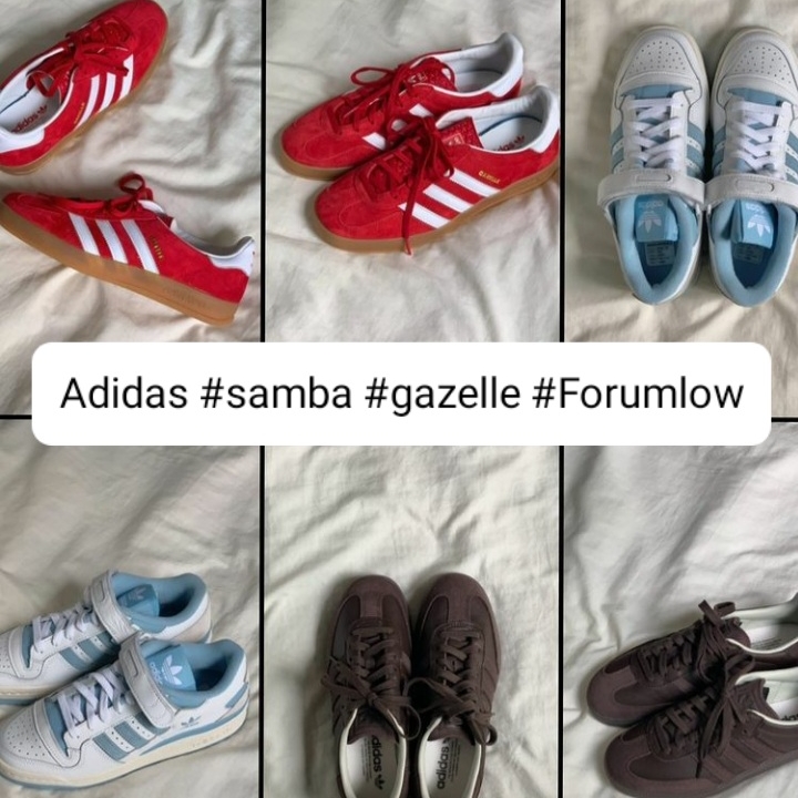 Adidas Gazelle Indoor Scarlet, Adidas Samba Brown 착용 스타일