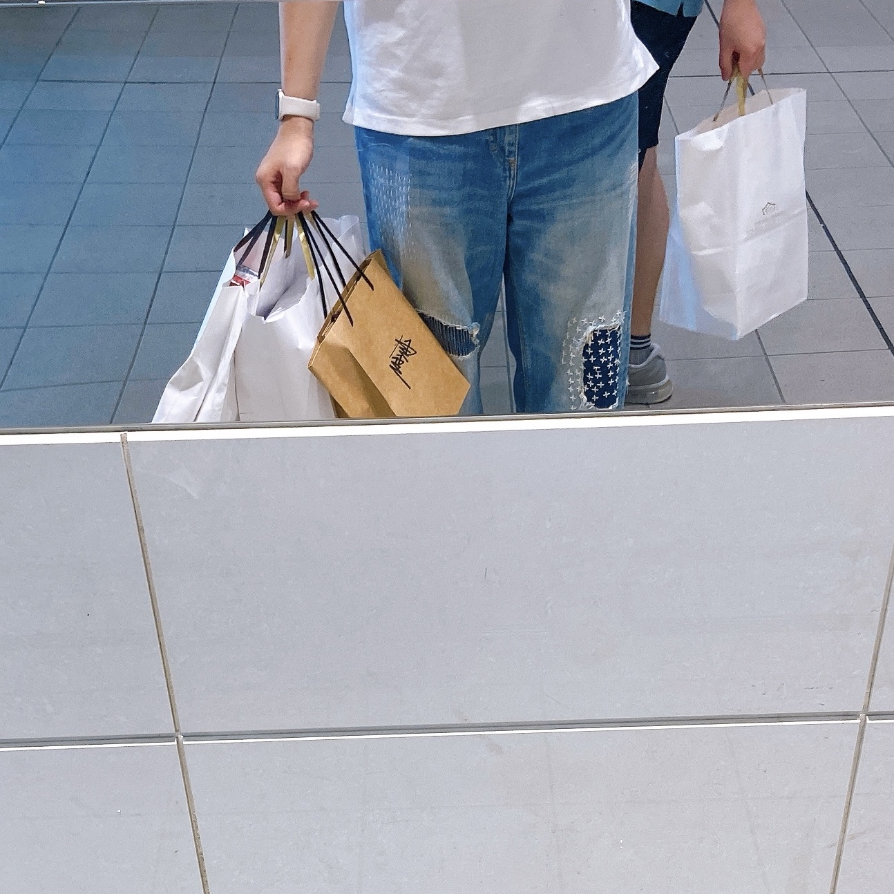 Zara x Ader Error Patchwork Jeans Blue 착용 스타일