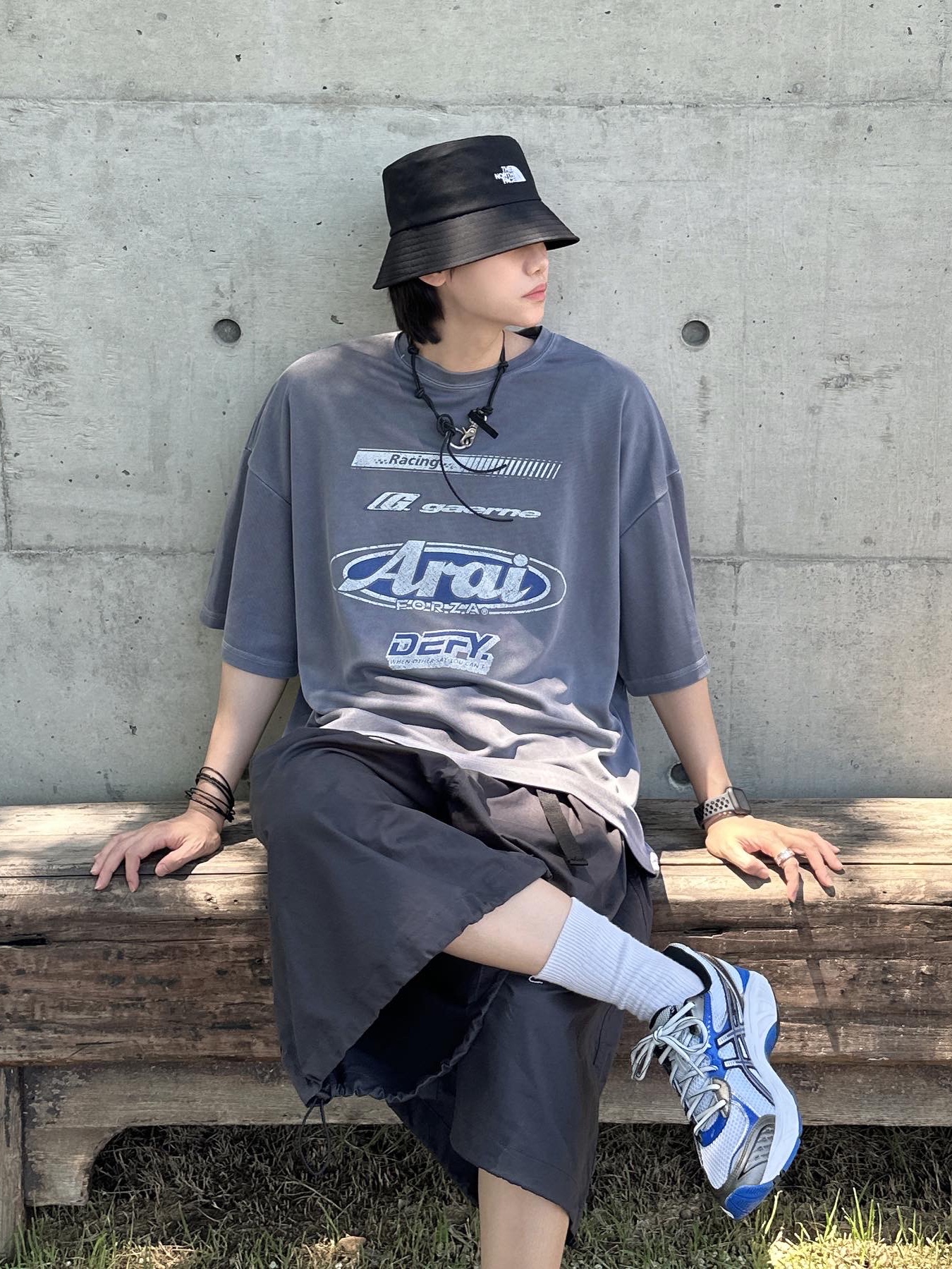 Asics GT-2160 White Illusion Blue, Our Legacy Ladon Leather Keychain Black 착용 스타일 - 1