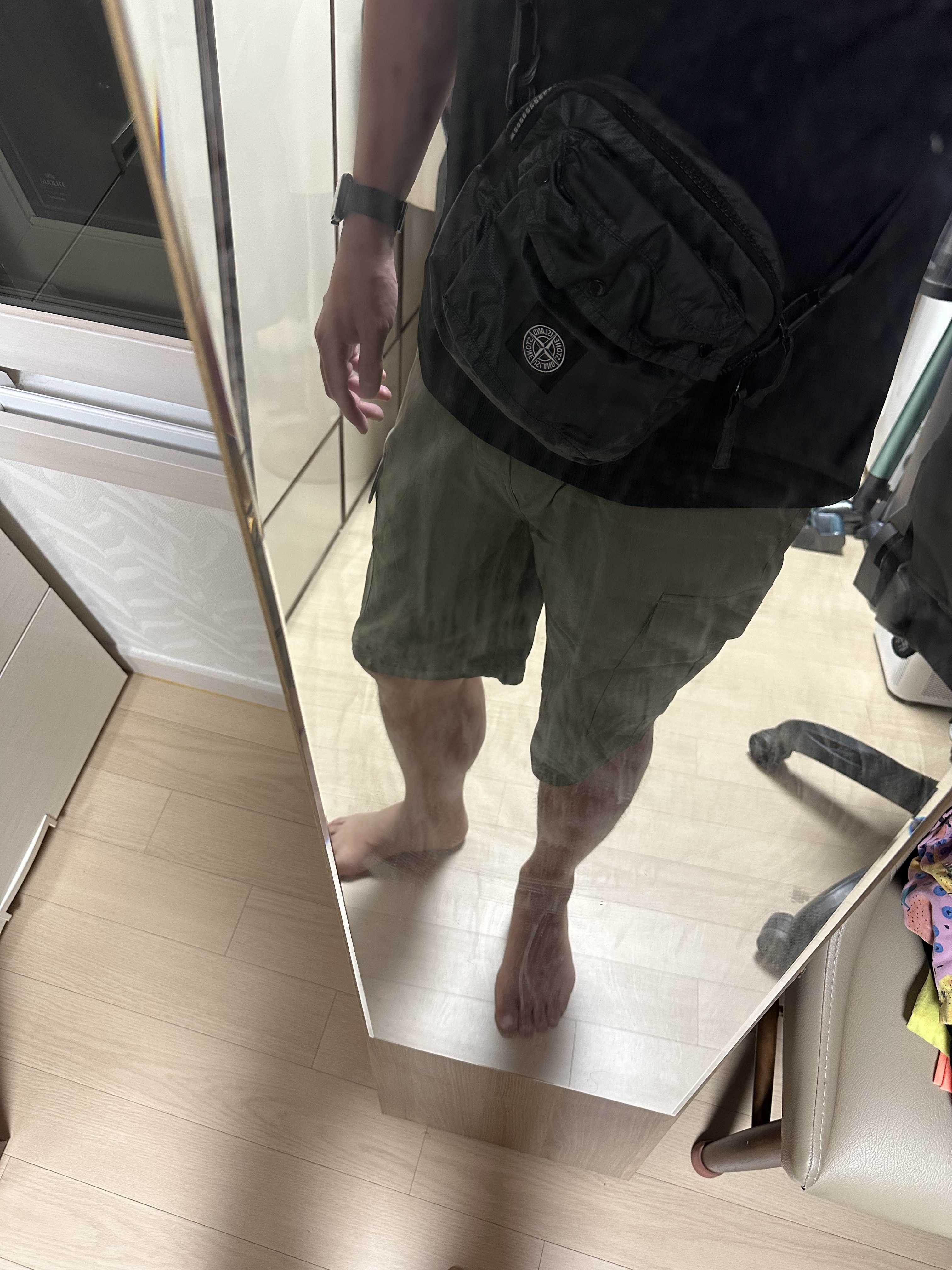 Stone Island 90270 Mussola Gommata Canvas Map Holder Bag Dark Green - 22FW 착용 스타일 - 1