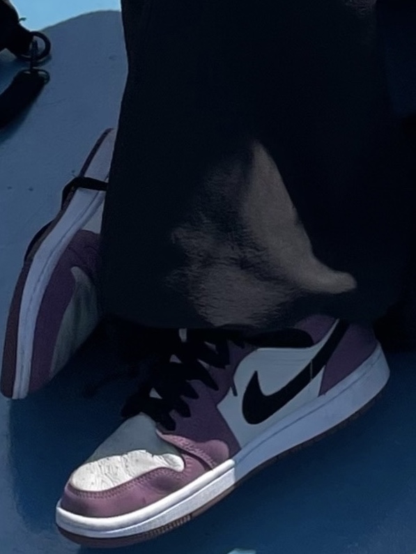 (W) Jordan 1 Mid SE Light Mulberry 착용 스타일 - 2