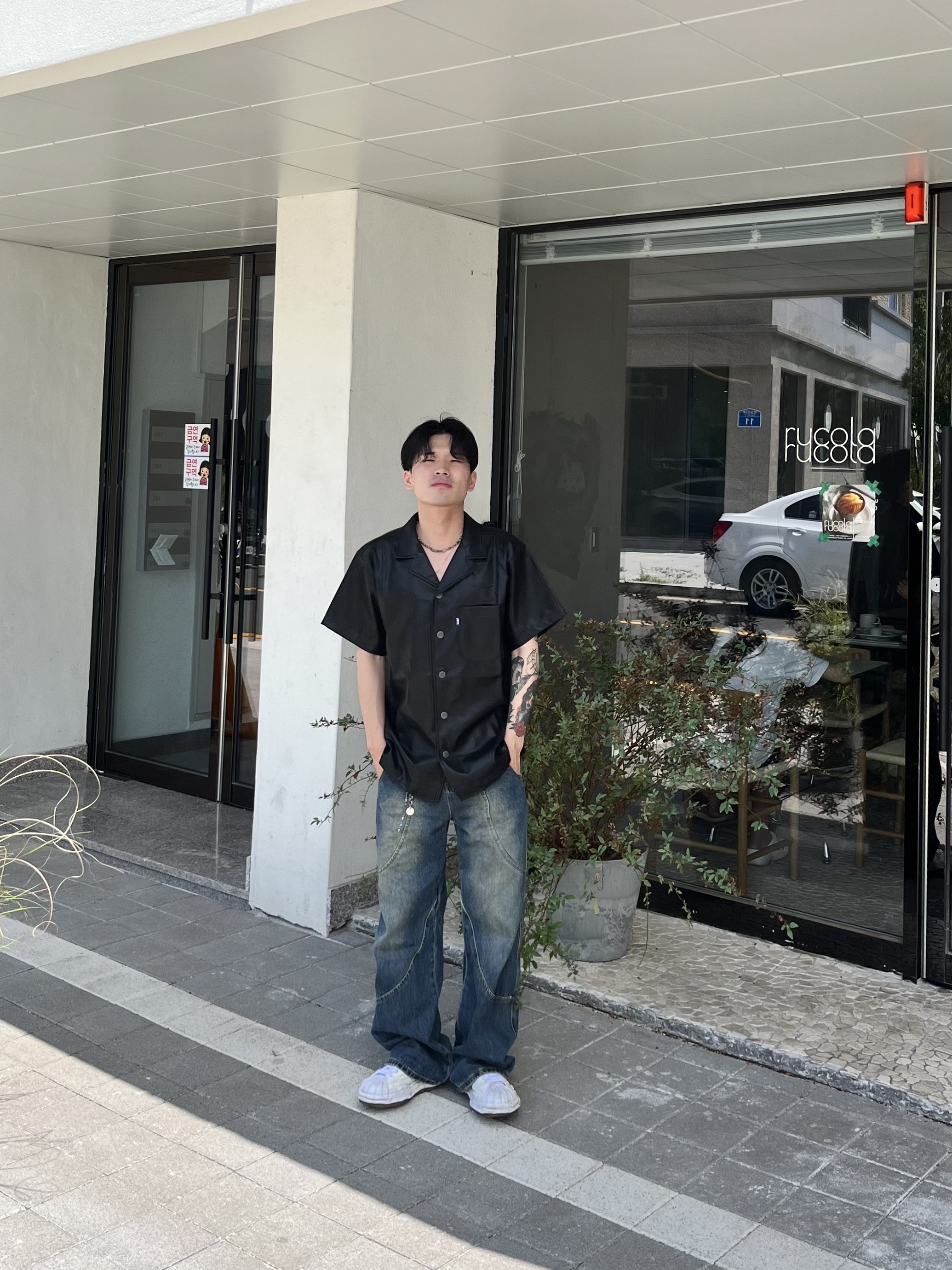 Maison Mihara Yasuhiro Blakey OG Sole Canvas Low-top Sneakers White 착용 스타일 - 2