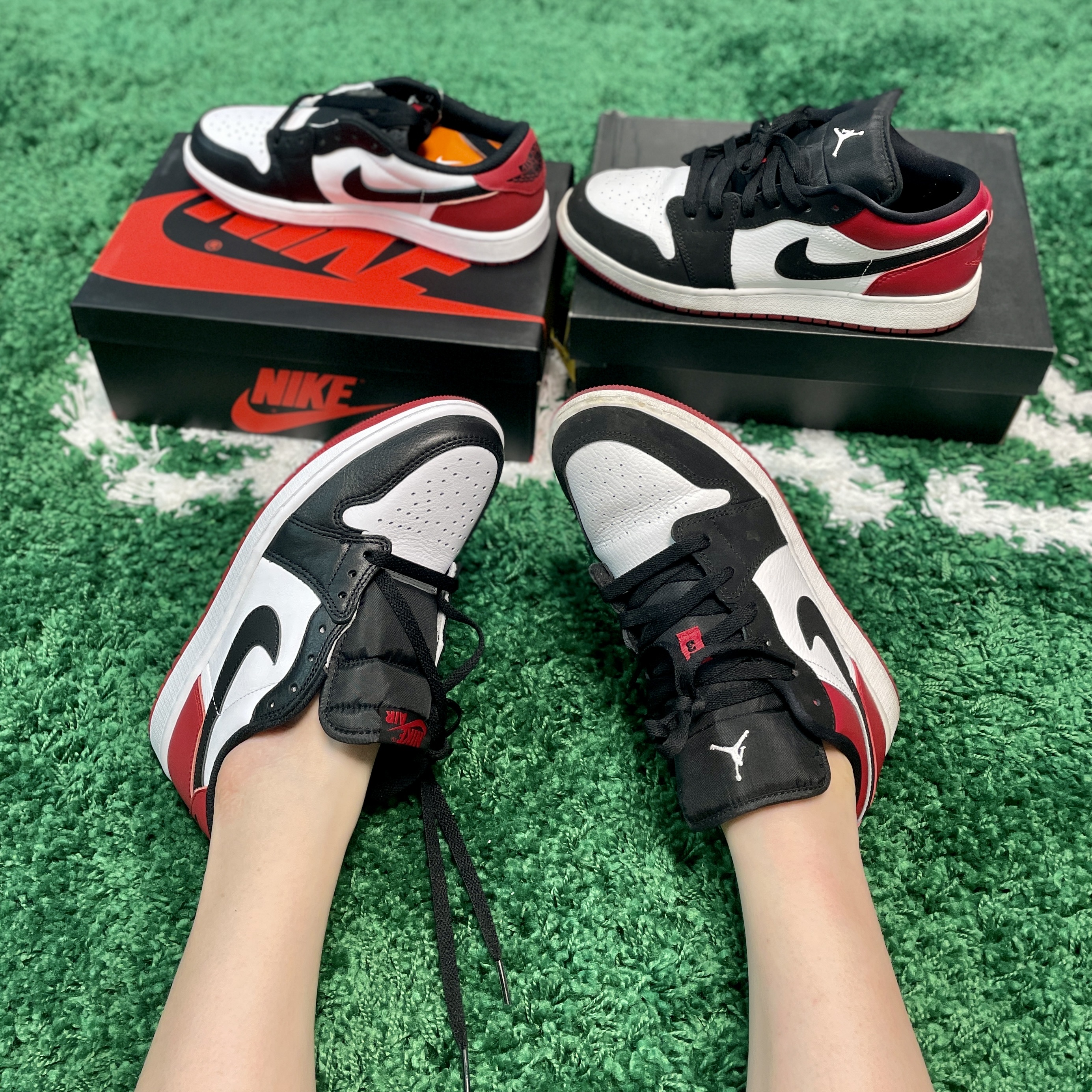 Jordan 1 Retro Low OG Black Toe, (GS) Jordan 1 Retro Low OG Black Toe 착용 스타일