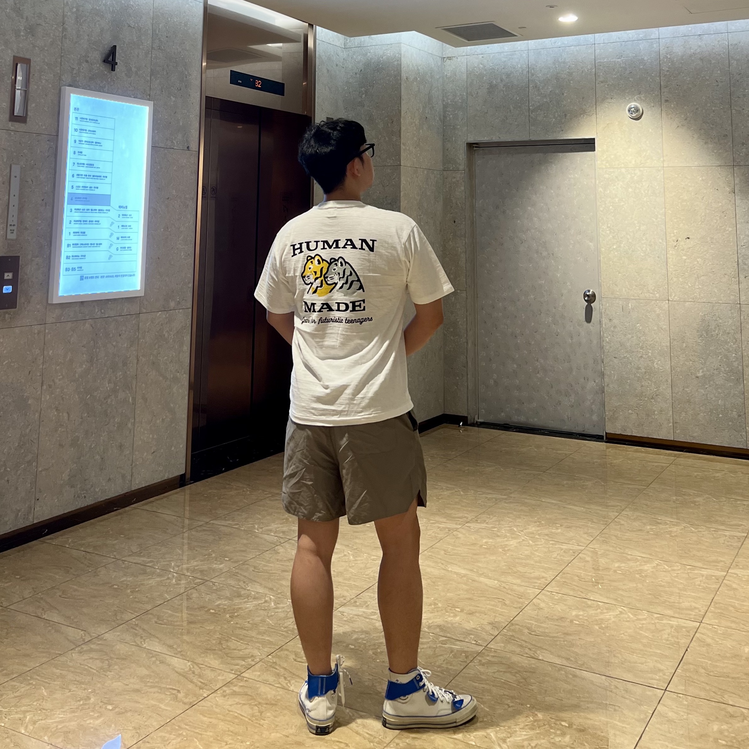 Human Made Pocket T-Shirt White, Converse x Ader Error Chuck 70 High White 착용 스타일