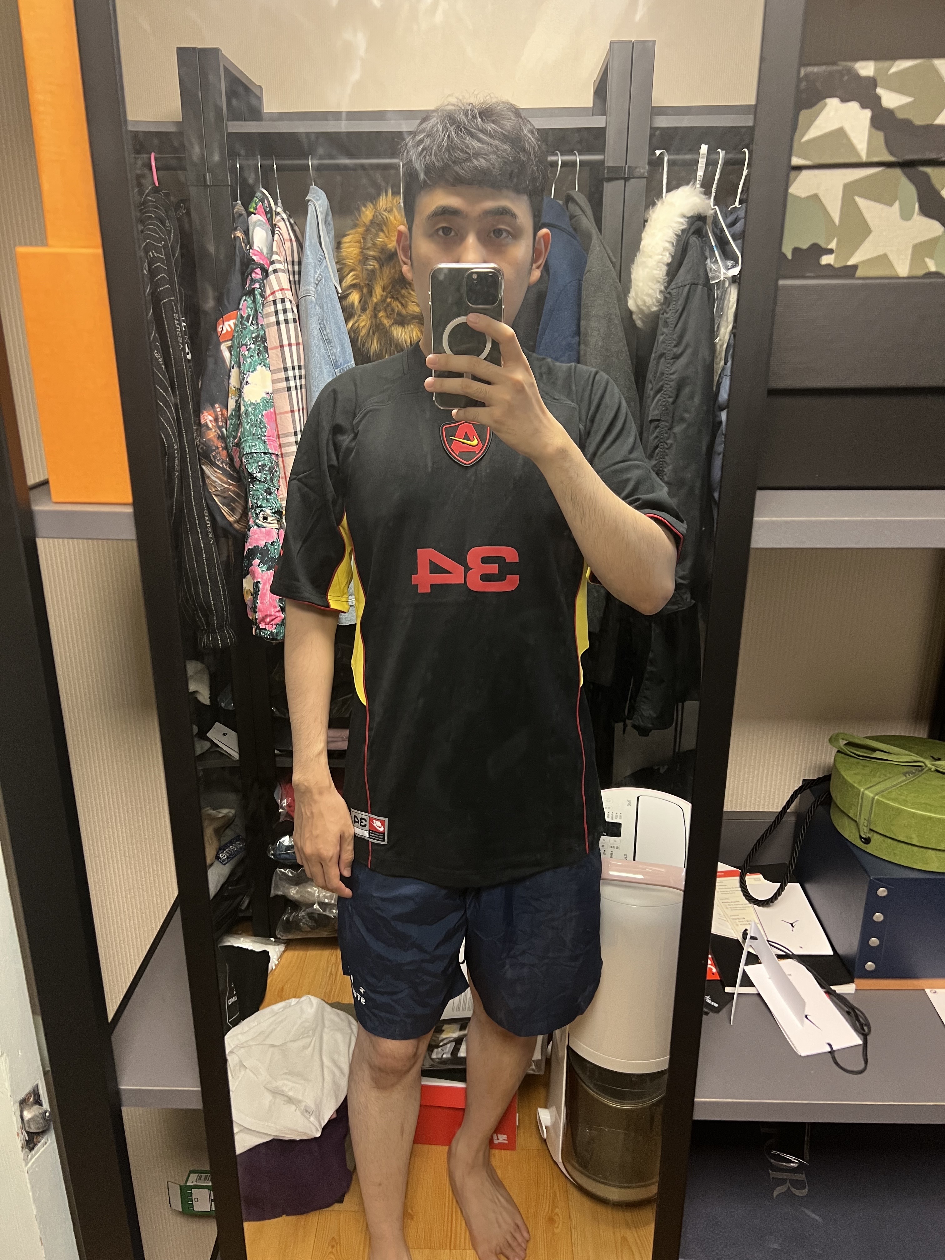 Nike x Ambush Jersey Top Black - Asia, IAB Studio Woven Shorts Navy - The Hyundai Seoul Exclusive 착용 스타일