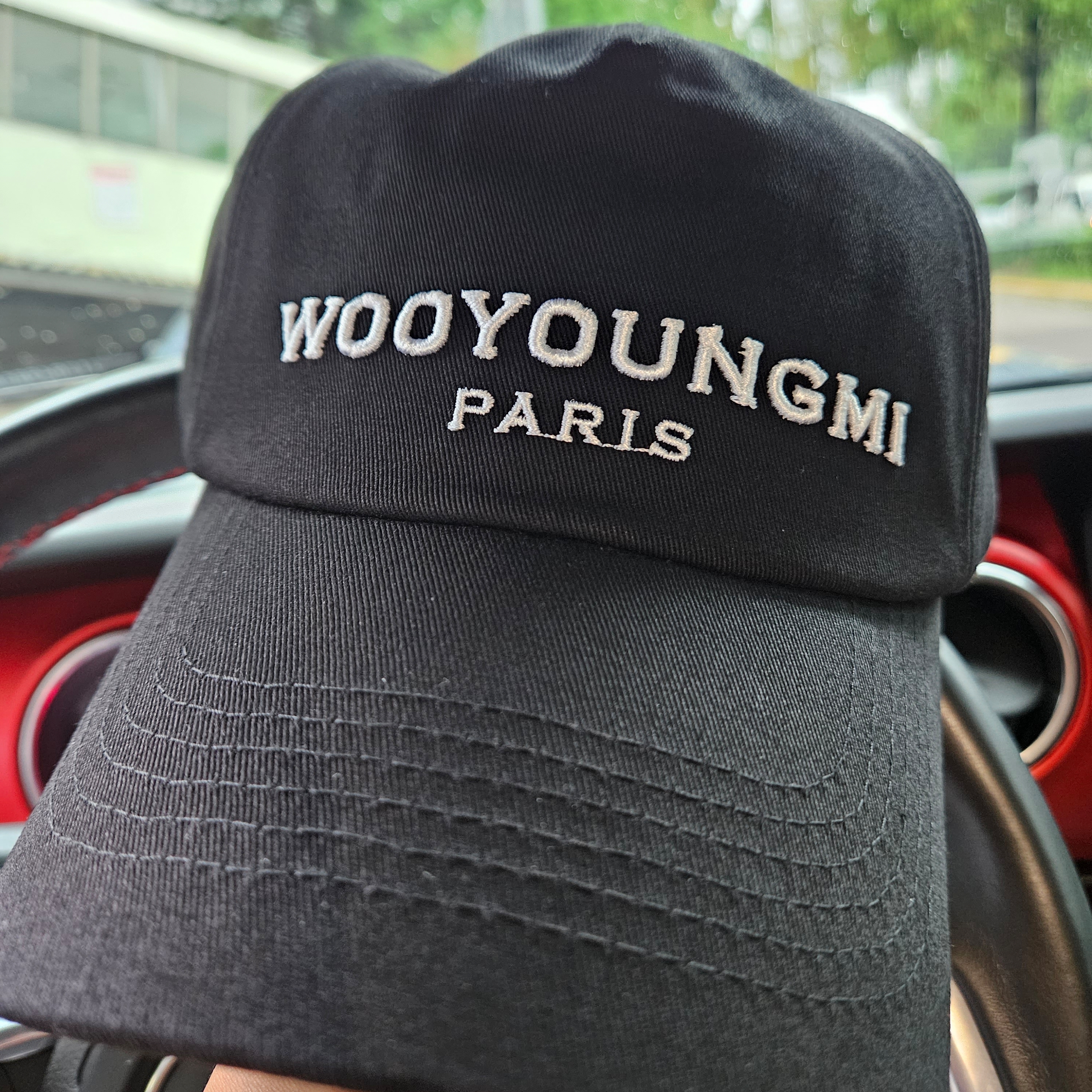 Wooyoungmi Embroidered Ball Cap Black - 23SS 착용 스타일