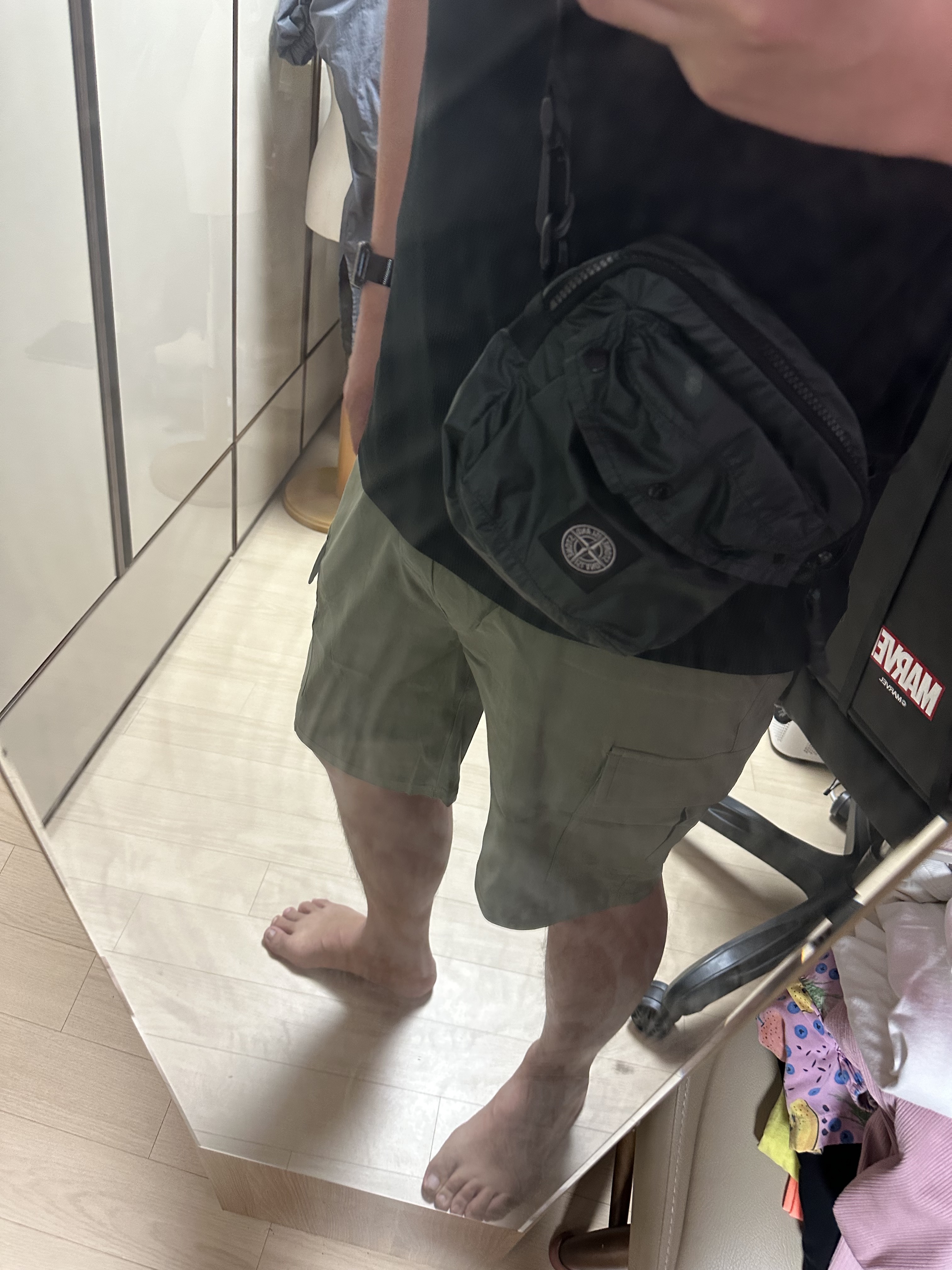 Stone Island 90270 Mussola Gommata Canvas Map Holder Bag Dark Green - 22FW 착용 스타일 - 2