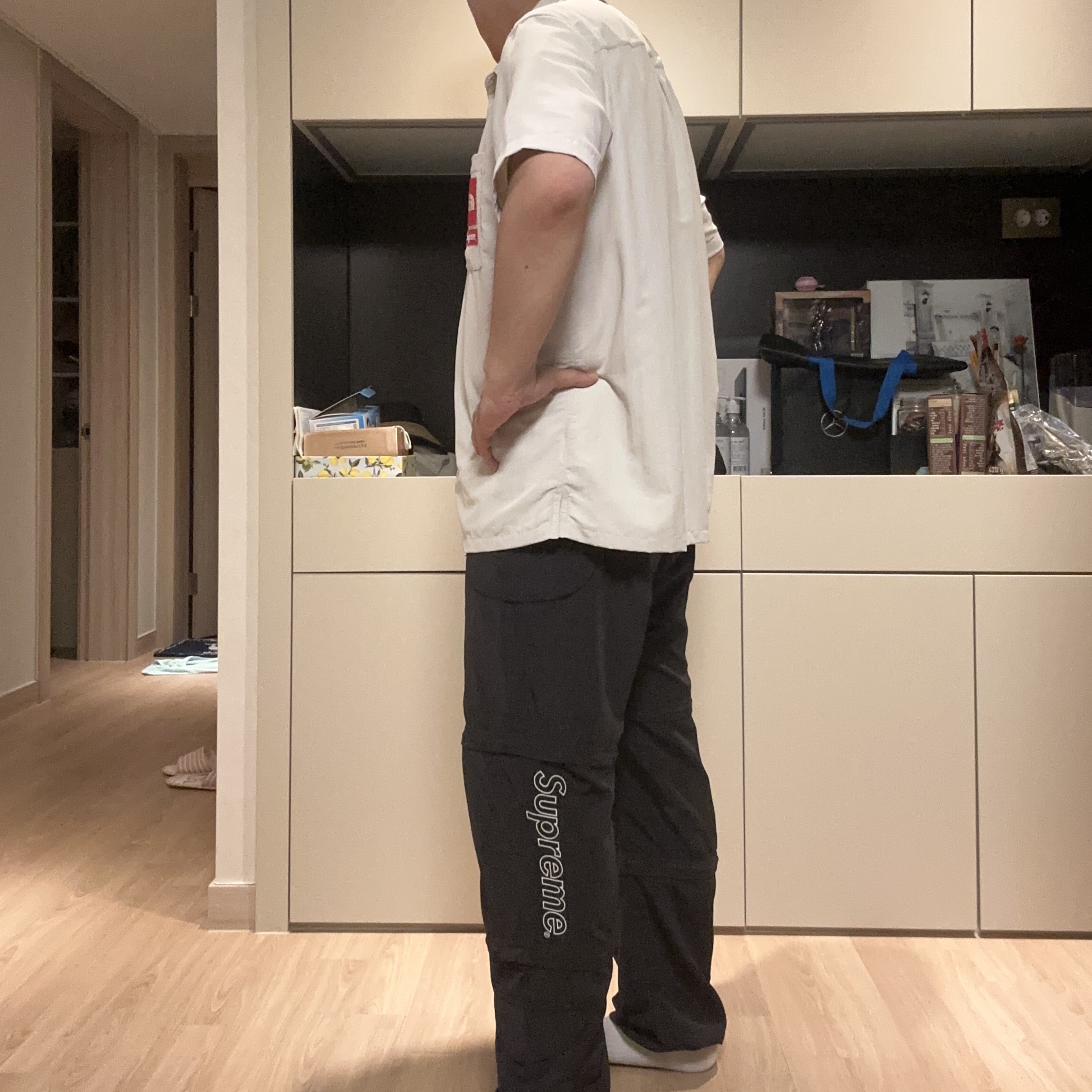 Supreme x The North Face Trekking S/S Shirt Stone - 22SS, Supreme x The North Face Trekking Zip-Off Belted Pants Black - 22SS 착용 스타일 - 2