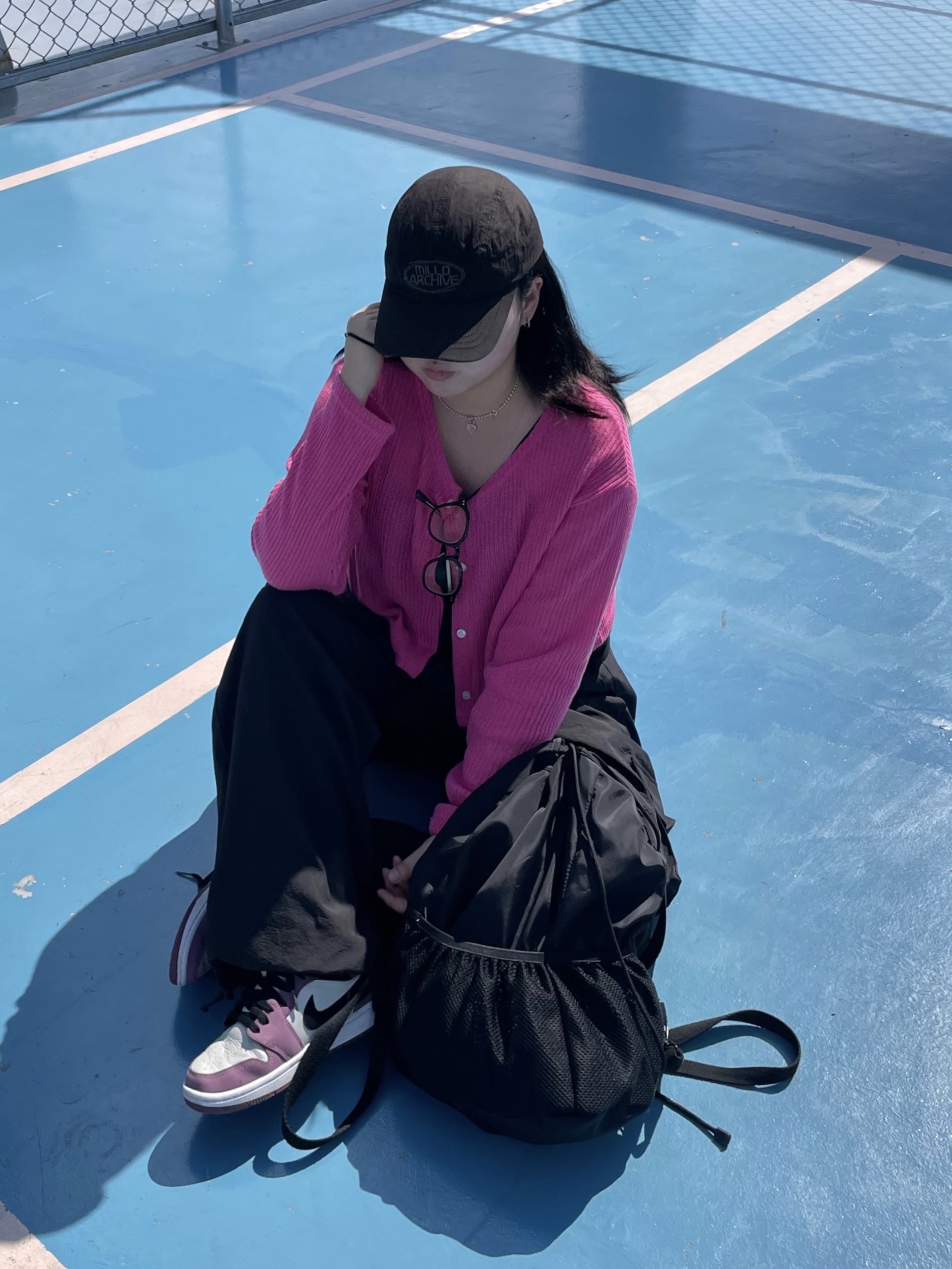 (W) Jordan 1 Mid SE Light Mulberry 착용 스타일 - 1