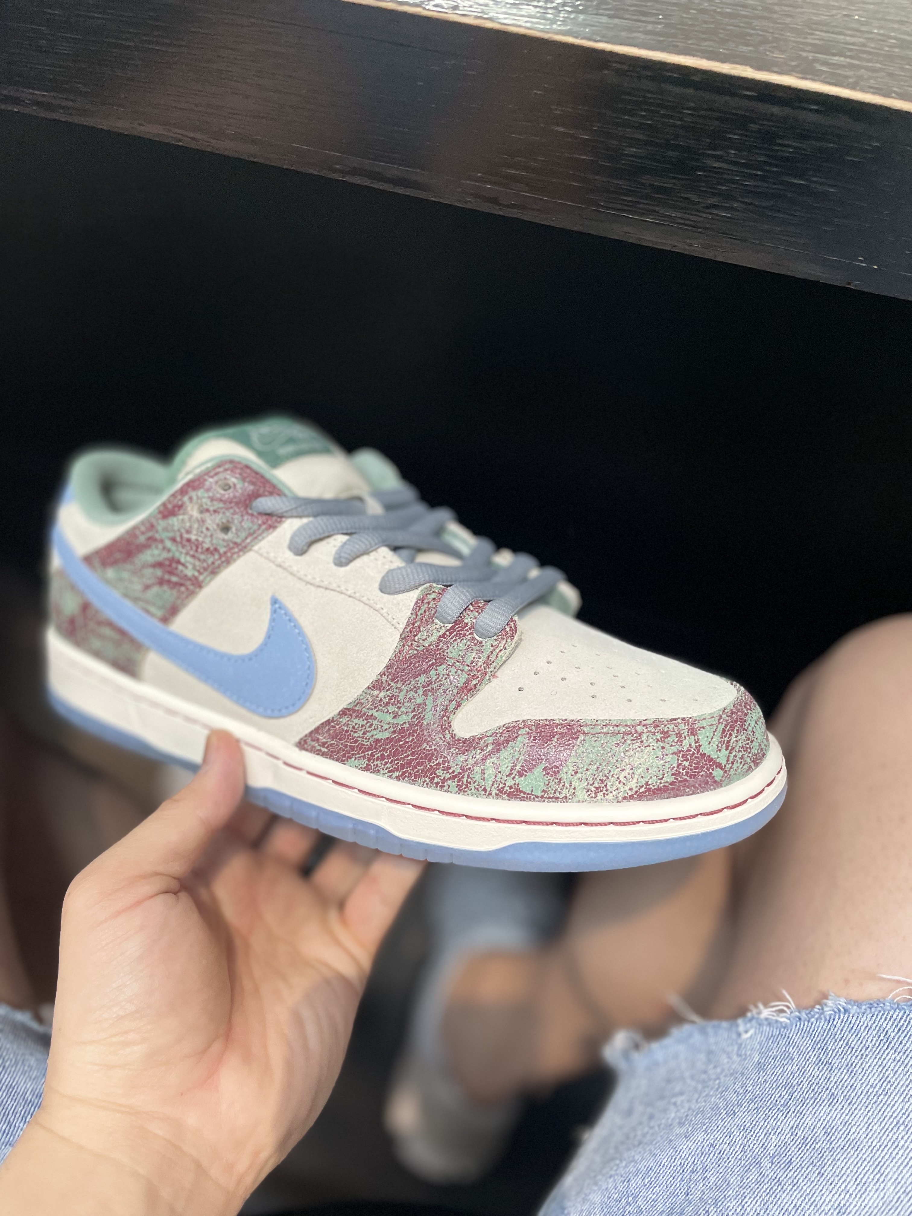 Nike x Crenshaw Skate Club SB Dunk Low Sail Light Blue Cedar 착용 스타일