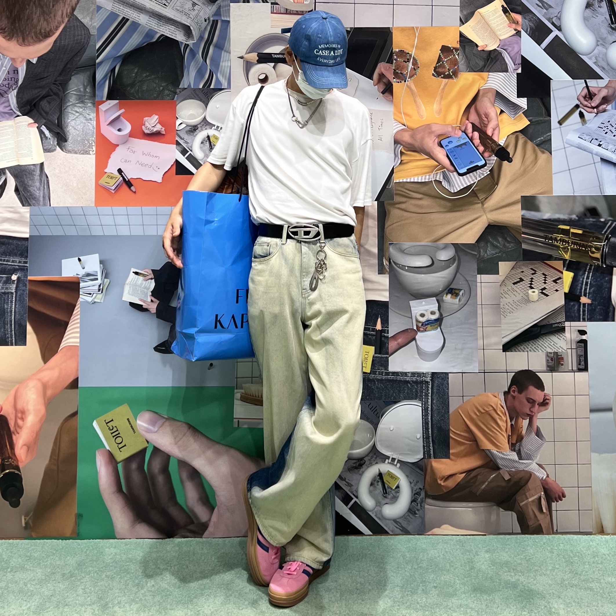 (W) Adidas Gazelle Bold Pink Glow Victory Blue 착용 스타일 - 1