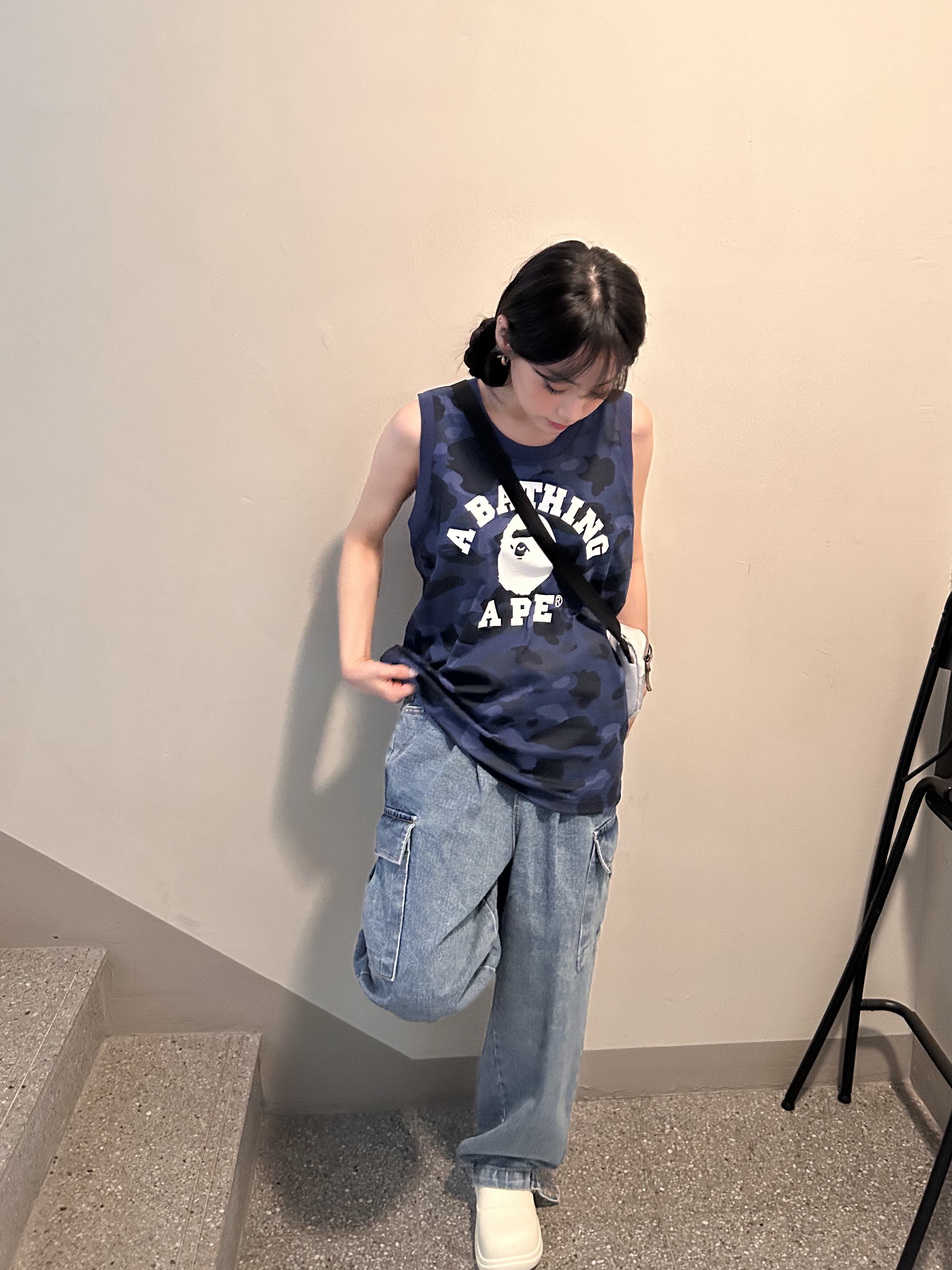 Arc'teryx x Beams Mantis 1 Waistpack White, (W) Rockfishweatherwear Hayden Clog Cream 착용 스타일 - 2