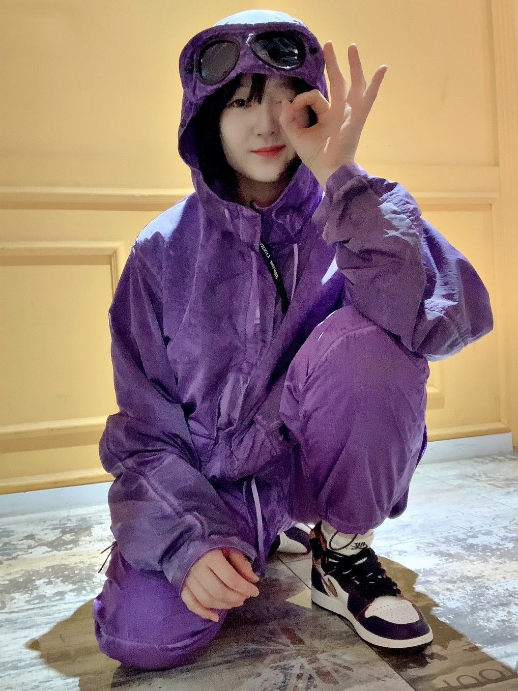 Palace x C.P. Company Shell Pants Purple - 22FW, Palace x C.P. Company Shell Goggle Jacket Purple - 22FW 착용 스타일 - 2