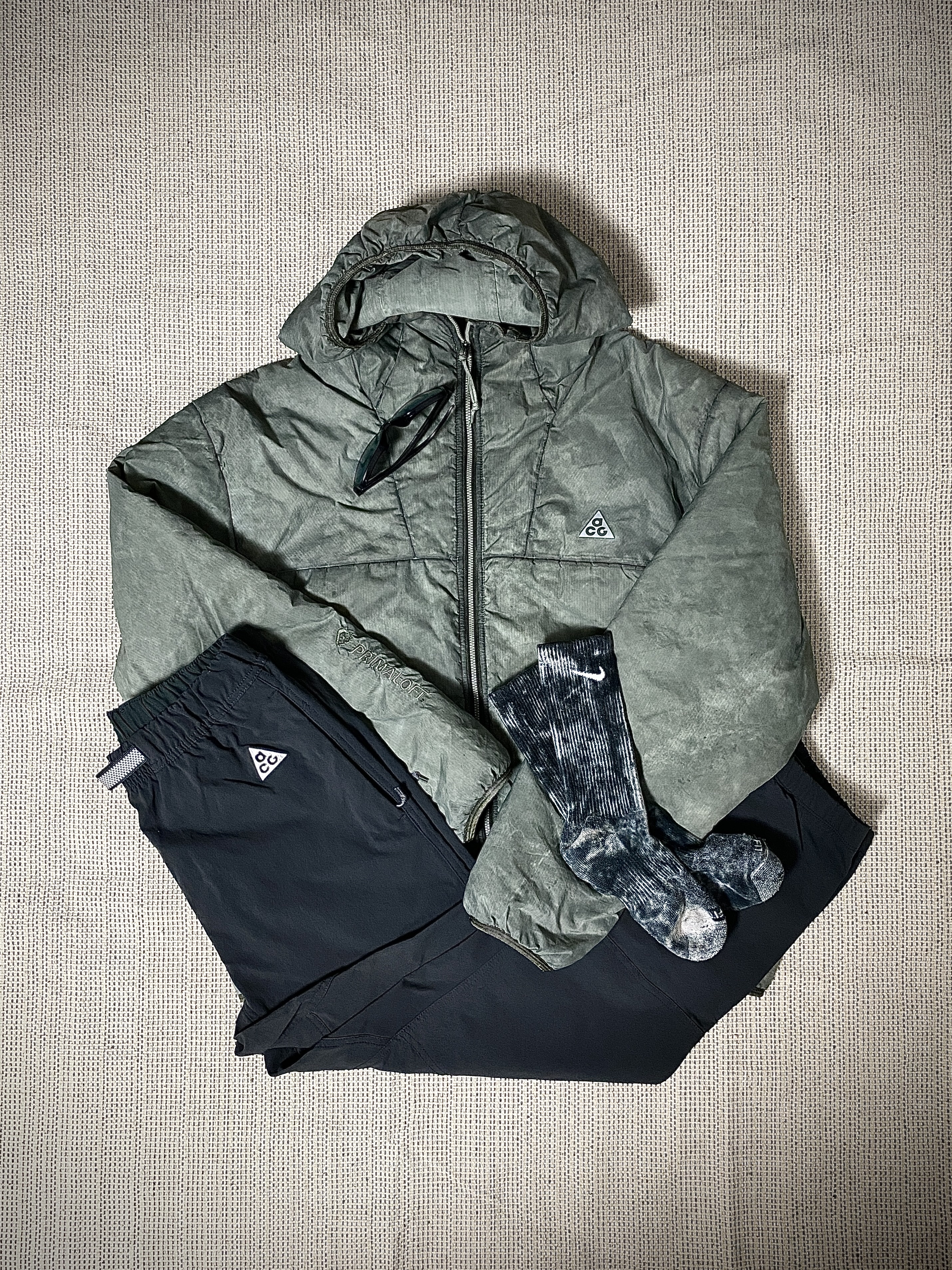 Nike NRG ACG Therma-Fit ADV Rope De Dope Light Army - Asia, Nike ACG Trail Pants Dark Smoke Grey - Asia 착용 스타일 - 4