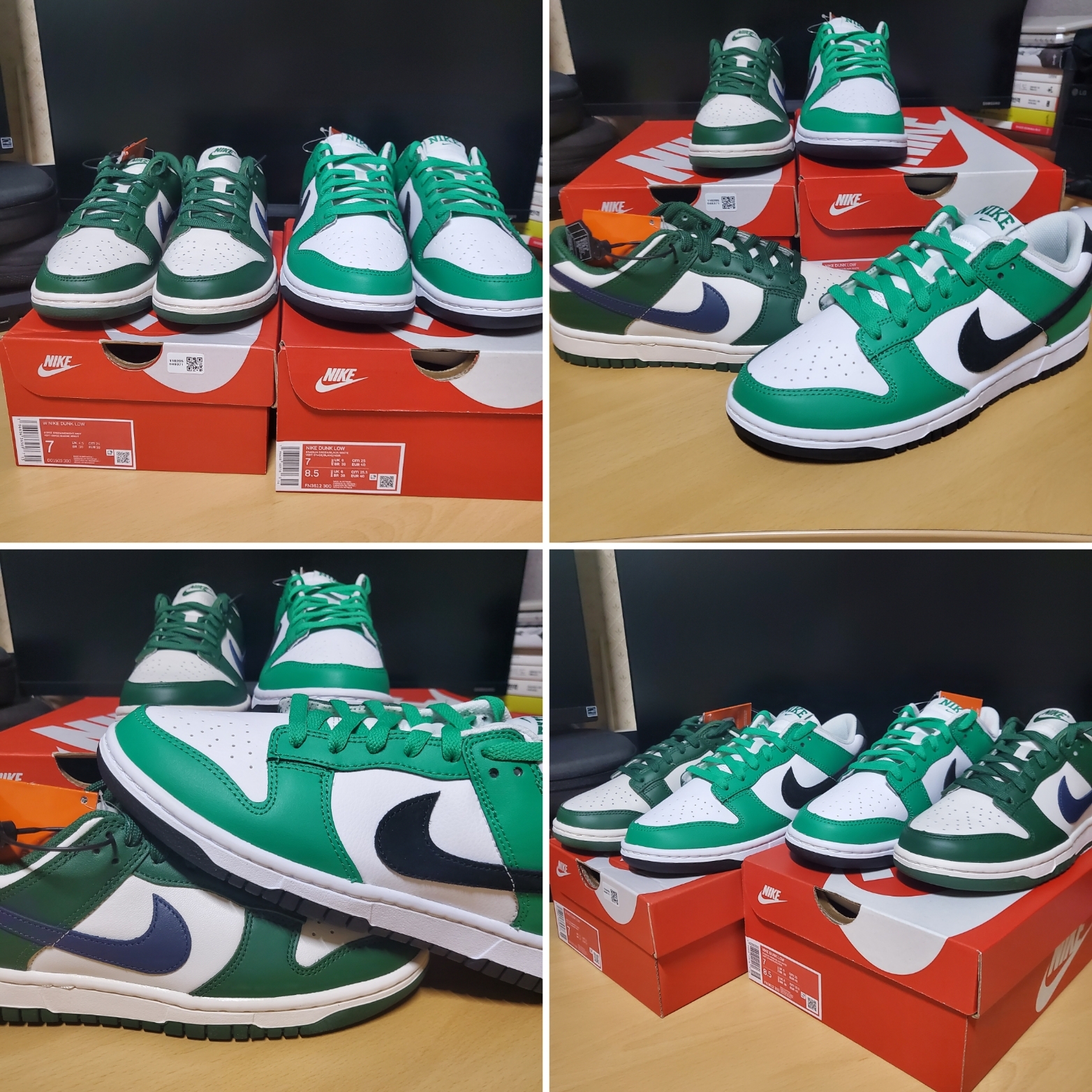 (W) Nike Dunk Low Gorge Green, Nike Dunk Low White Green 착용 스타일