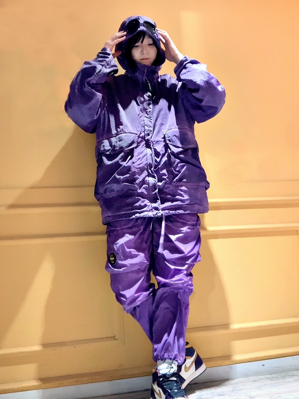 Palace x C.P. Company Shell Pants Purple - 22FW, Palace x C.P. Company Shell Goggle Jacket Purple - 22FW 착용 스타일 - 4