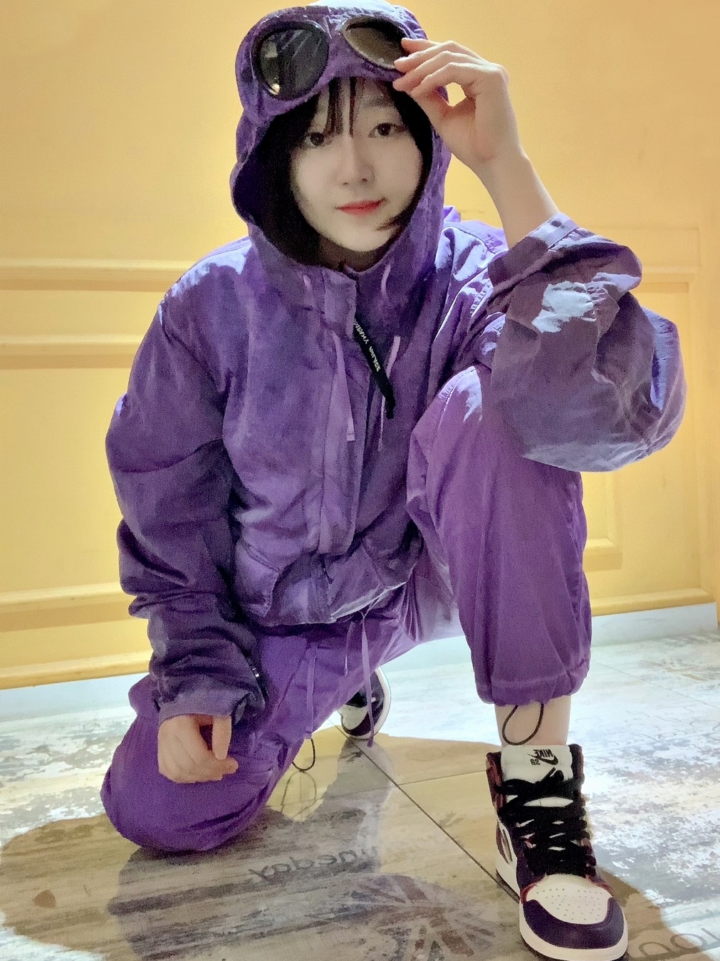 Palace x C.P. Company Shell Pants Purple - 22FW, Palace x C.P. Company Shell Goggle Jacket Purple - 22FW 착용 스타일 - 1