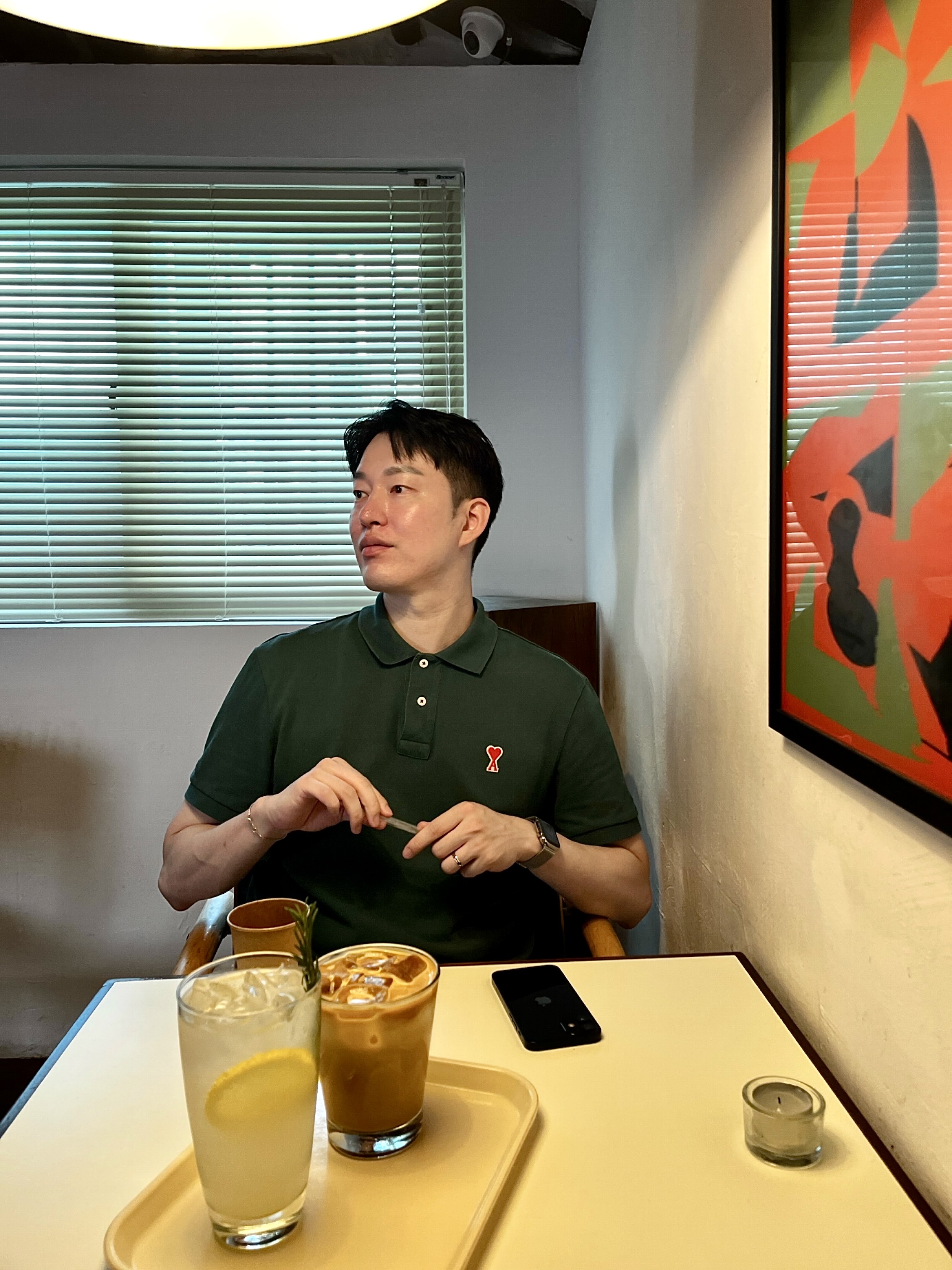 AMI de Coeur Polo Shirt Evergreen - 22SS 착용 스타일