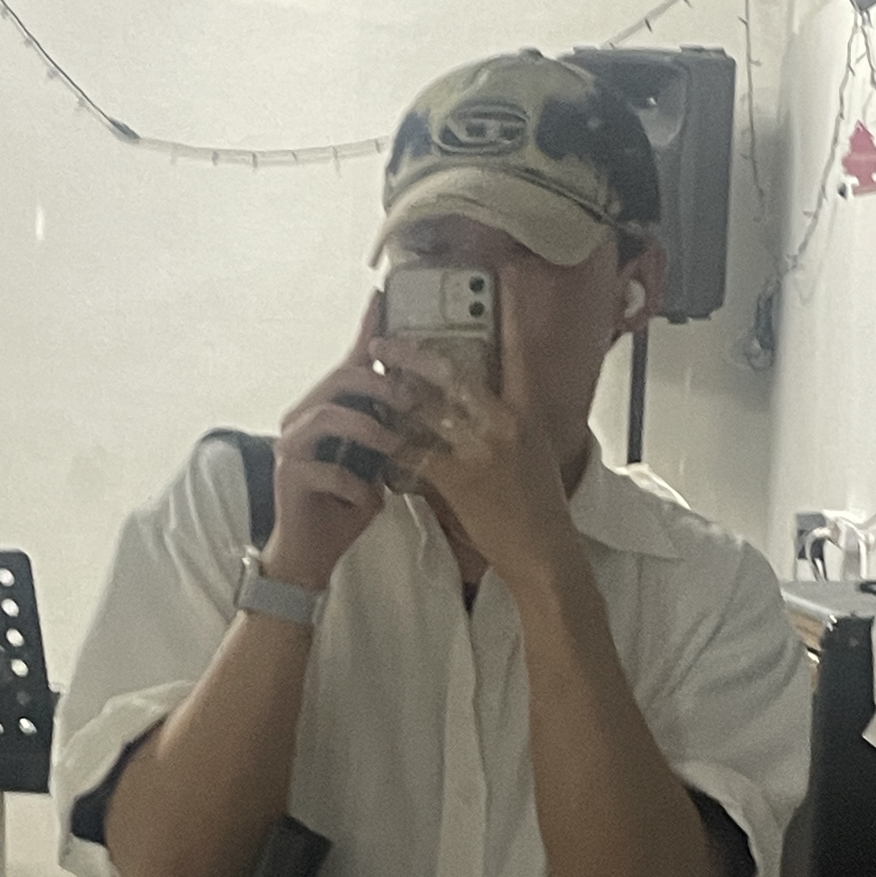 Diesel C-Seymon Treated Denim Baseball Cap Blue White 착용 스타일