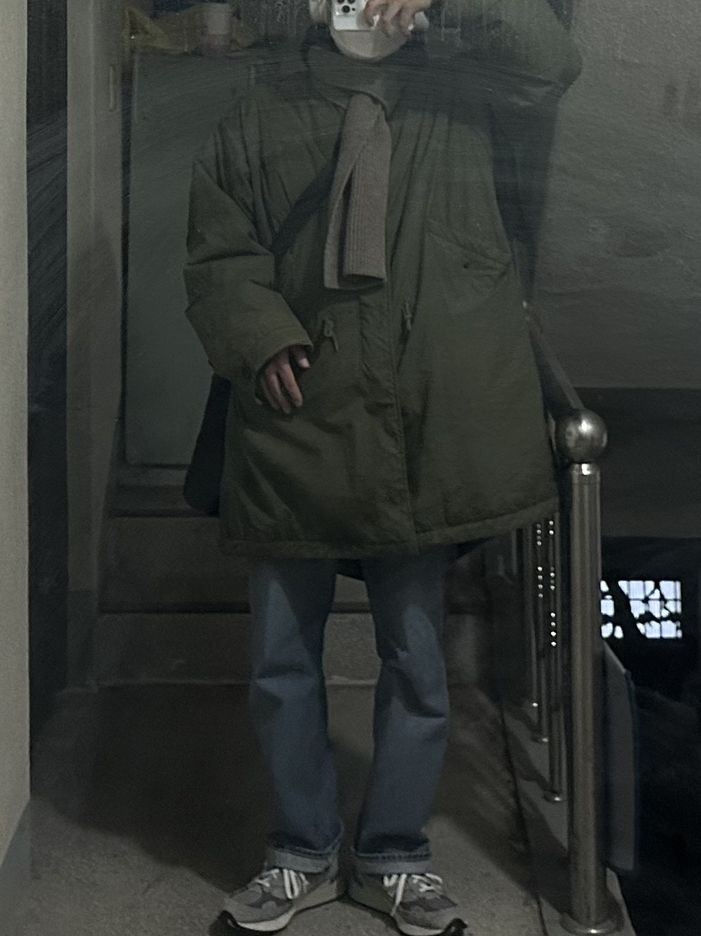 Andersen Andersen Wide Scarf Natural Taupe, New Balance 992 Made in USA Grey - D Standard 착용 스타일 - 1