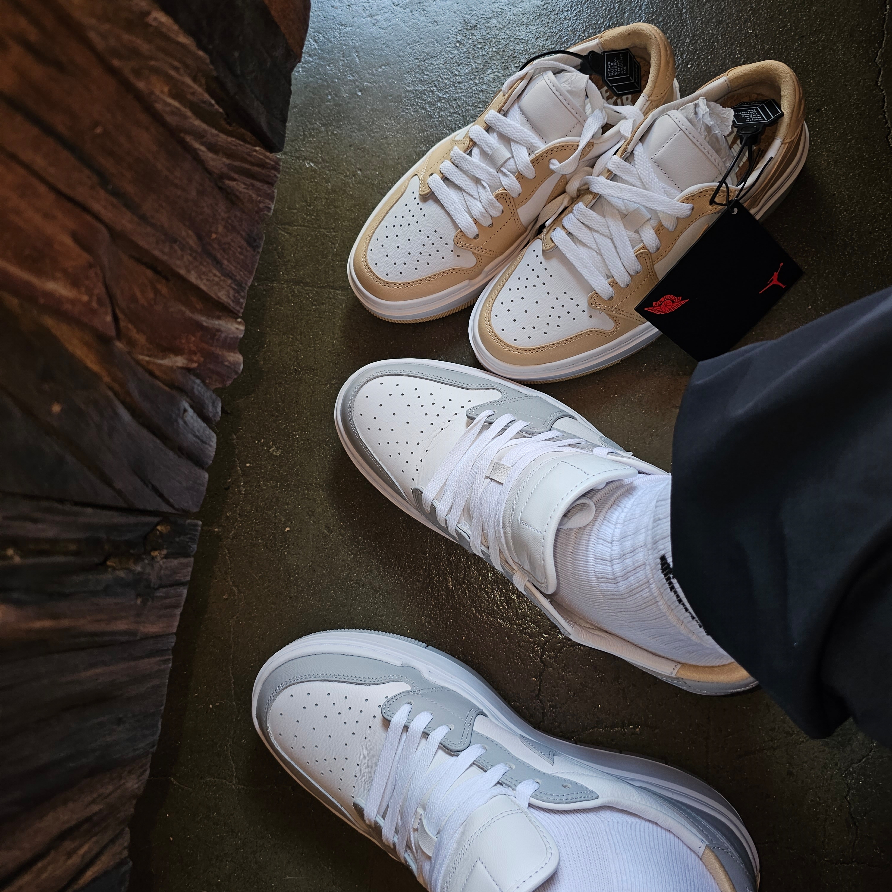 (W) Jordan 1 Elevate Low White and Wolf Grey, (W) Jordan 1 Elevate Low White Onyx 착용 스타일