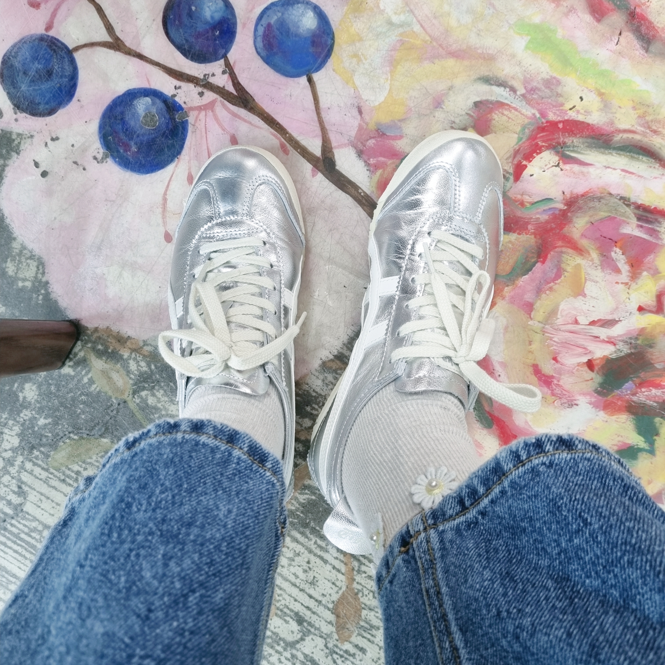 Onitsuka Tiger Mexico 66 White Silver 착용 스타일