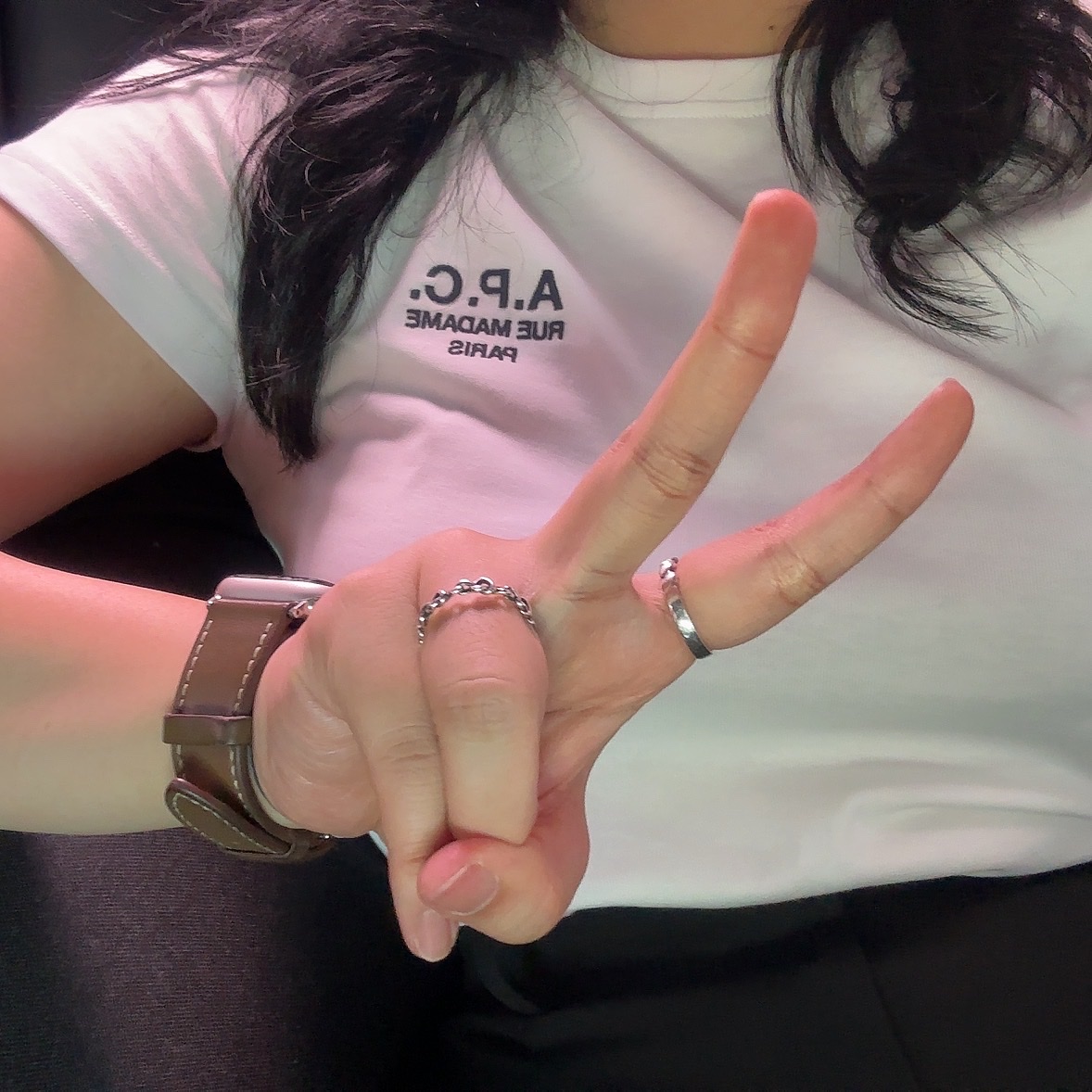 (W) A.P.C. Denise T-Shirt White 착용 스타일