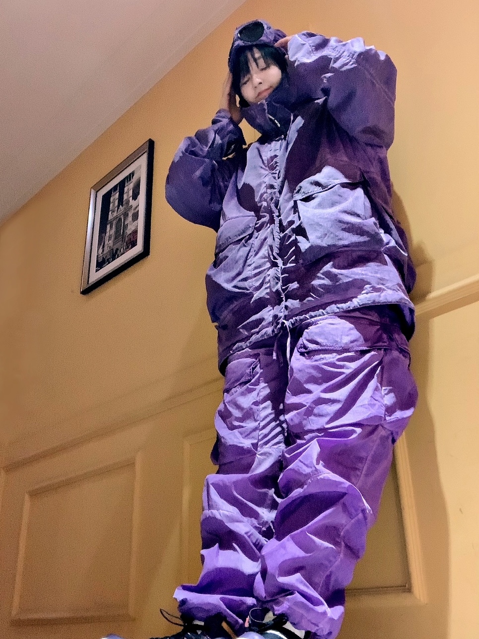 Palace x C.P. Company Shell Pants Purple - 22FW, Palace x C.P. Company Shell Goggle Jacket Purple - 22FW 착용 스타일 - 3