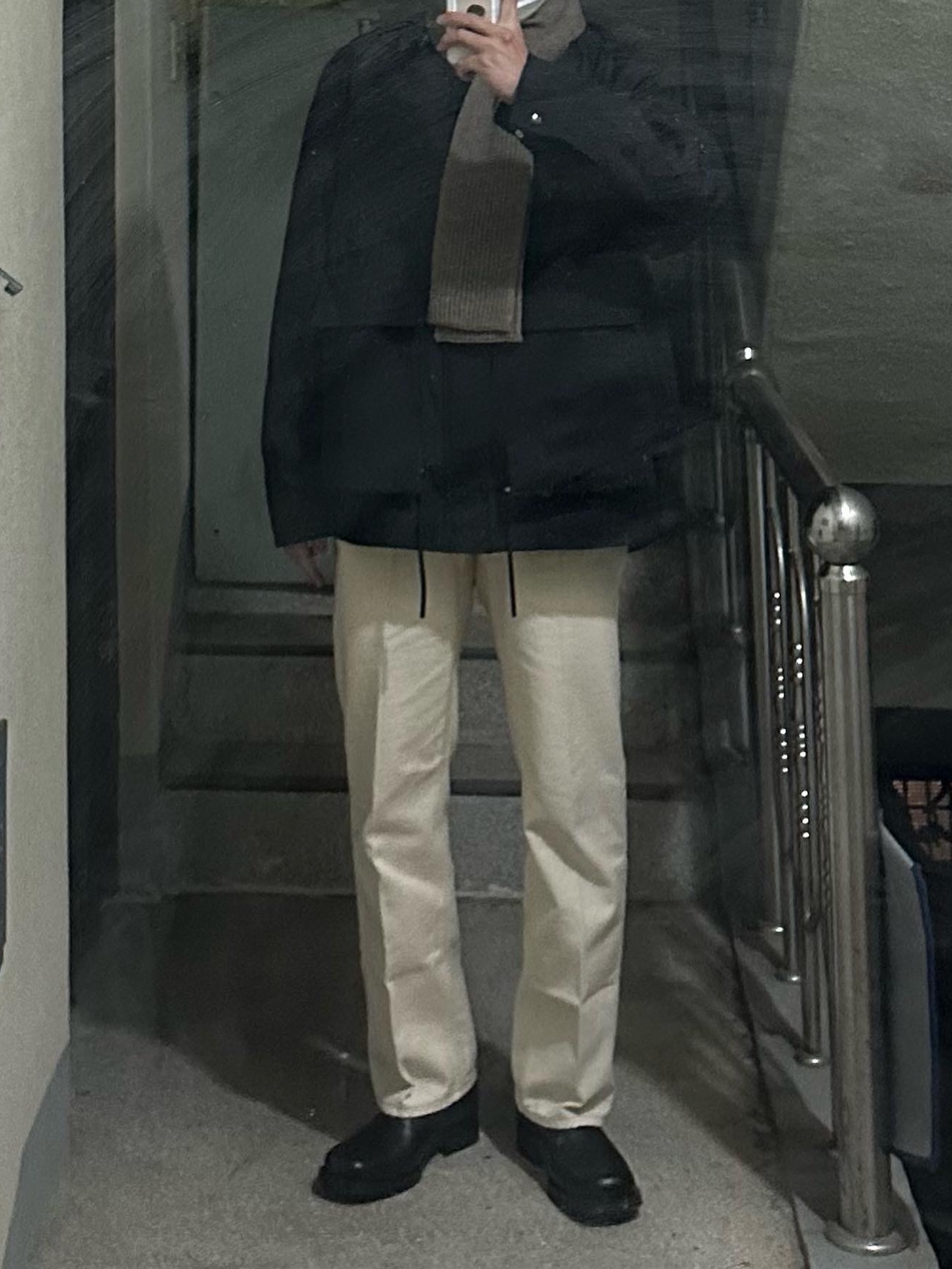 Andersen Andersen Wide Scarf Natural Taupe, New Balance 992 Made in USA Grey - D Standard 착용 스타일 - 3