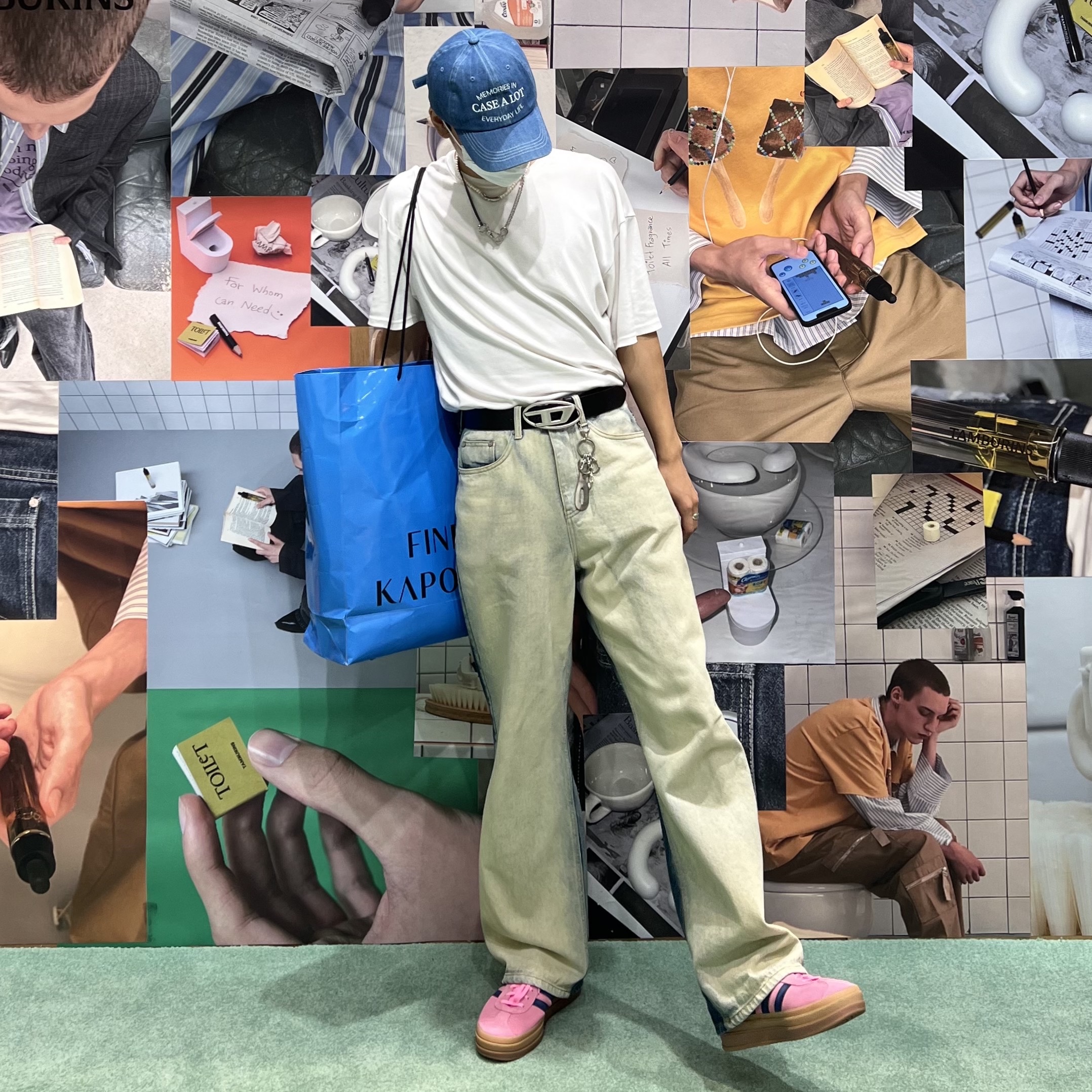 (W) Adidas Gazelle Bold Pink Glow Victory Blue 착용 스타일 - 2