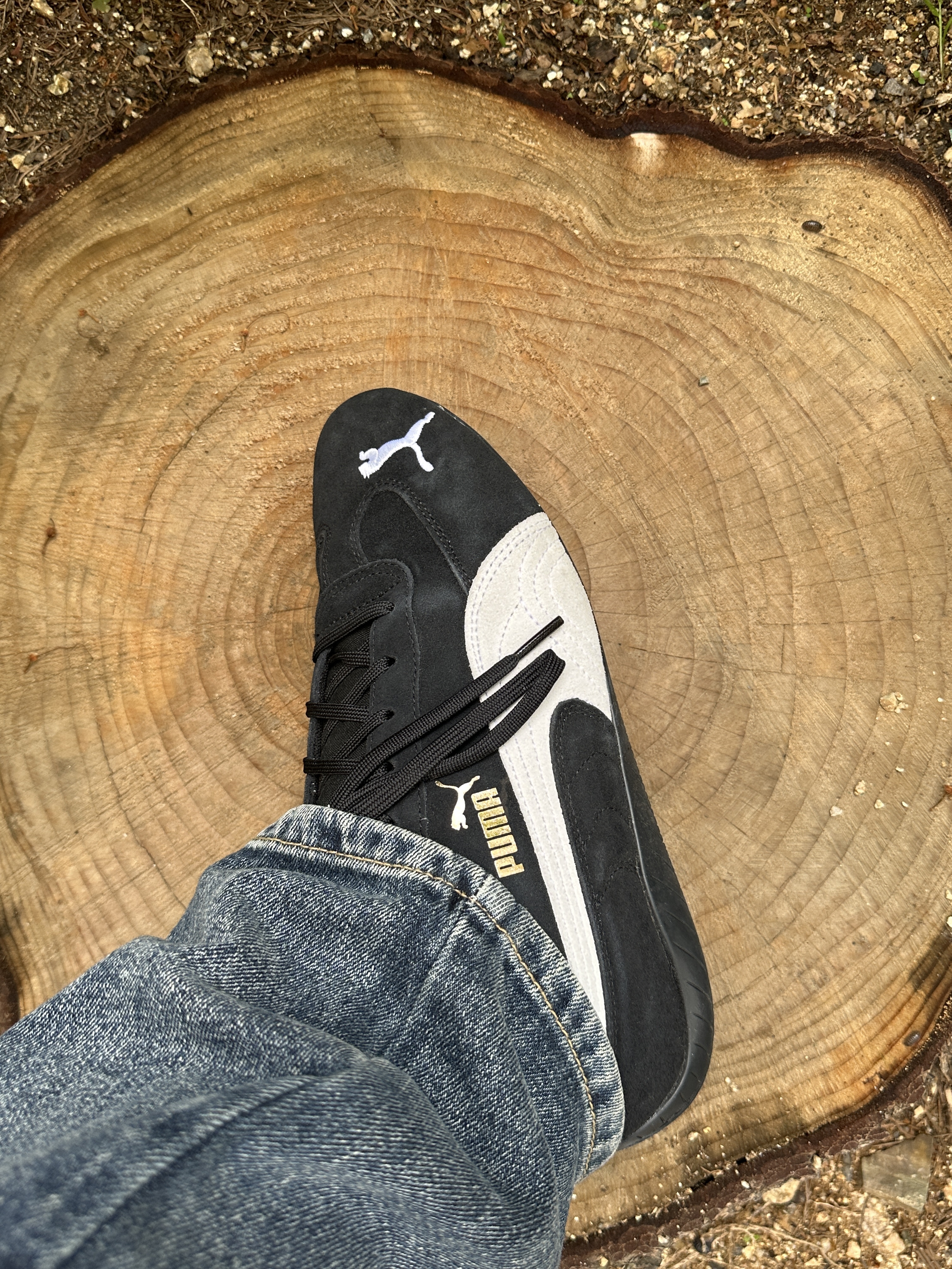 Puma Speedcat LS Black White 착용 스타일 - 3