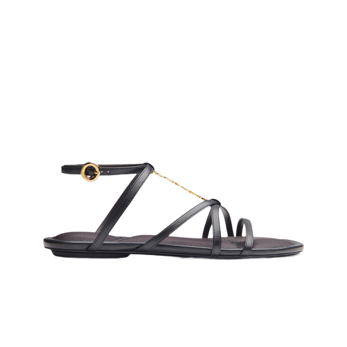 231FO056-4028-990 (W) Jacquemus Les Sandales Pralu Plates Charm Logo Flat Sandals Black