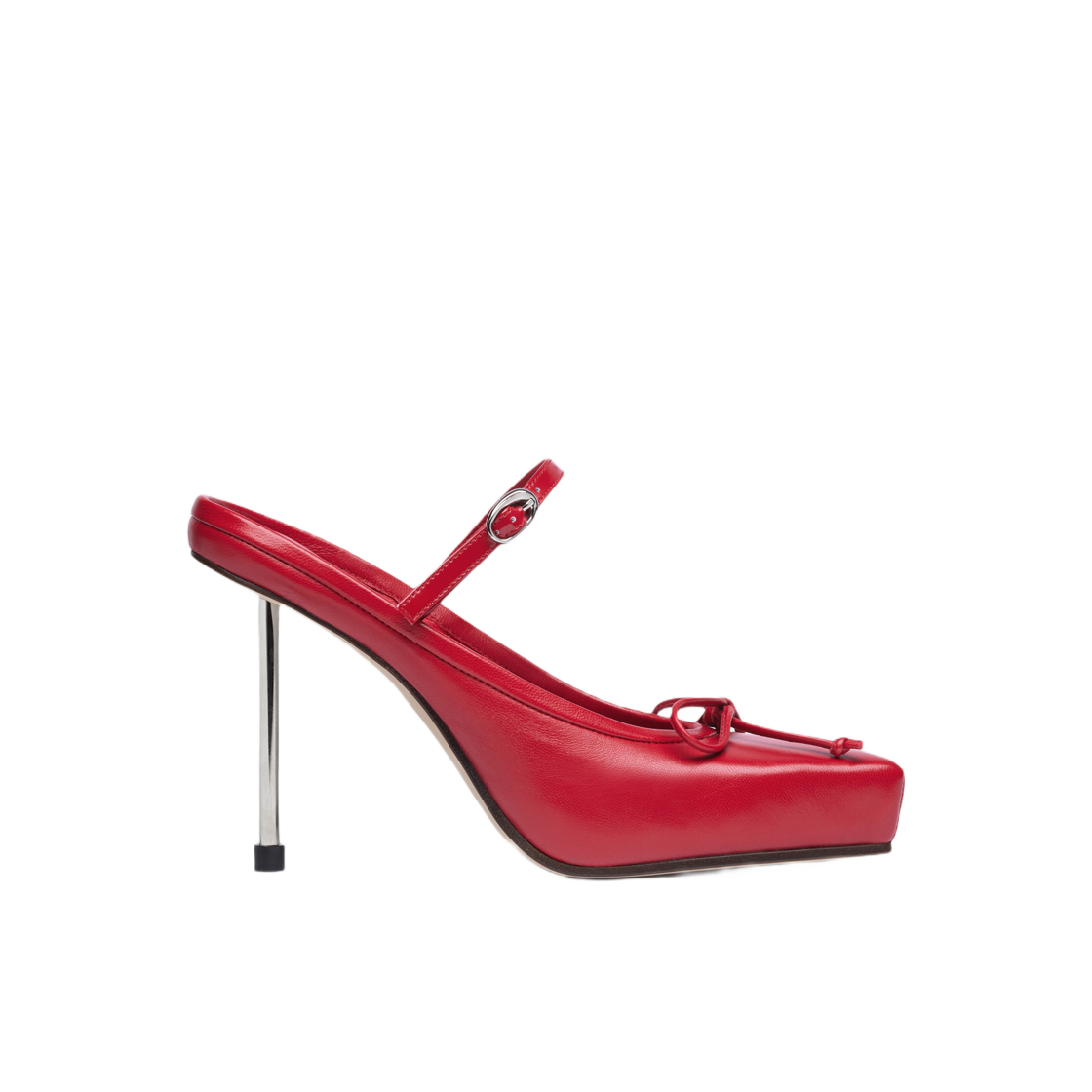 233FO120-3073-470 (W) Jacquemus Les Chaussures Ballet Ballerina Heels Red