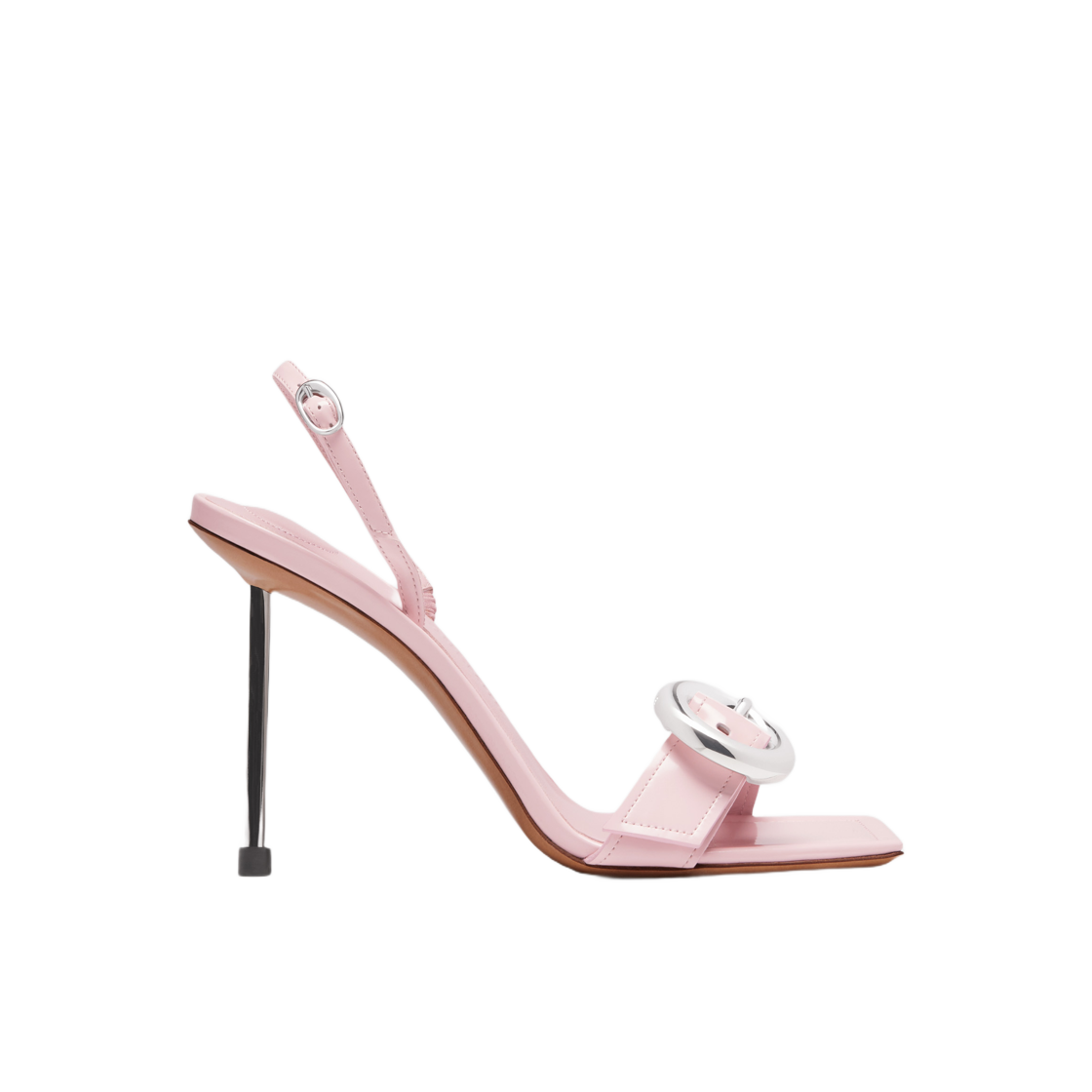 233FO010-4036-410 (W) Jacquemus Les Sandales Regalo Hautes Round Square Sling-Backs Light Pink