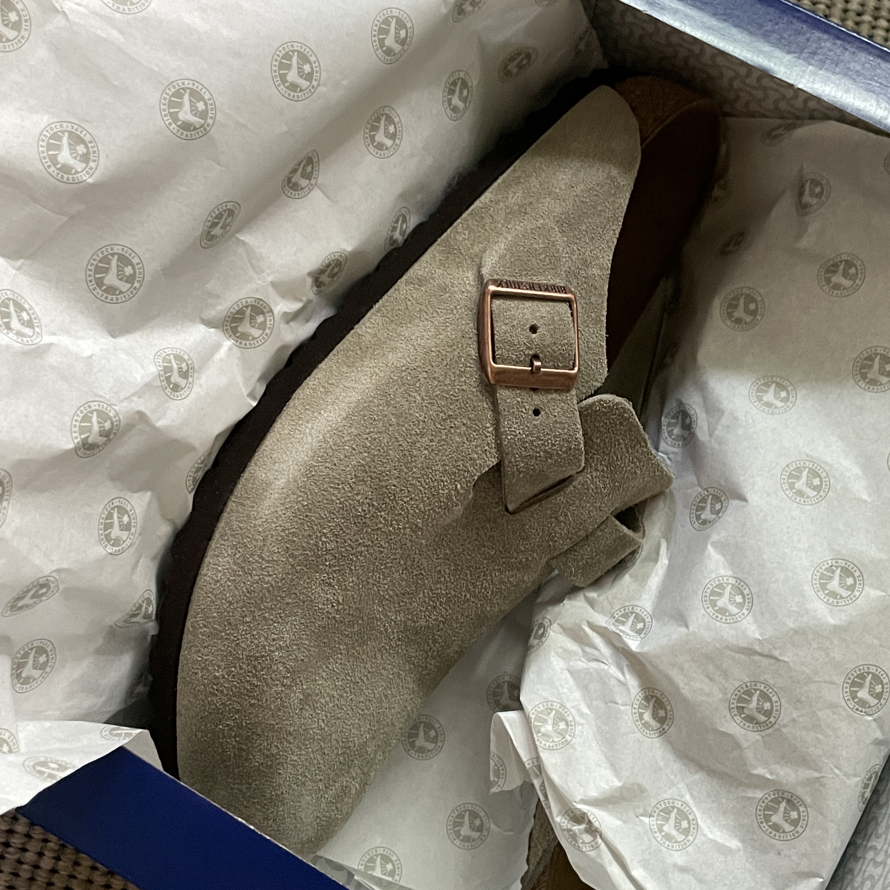 Birkenstock Boston Soft Footbed Taupe - Regular 착용 스타일 - 3
