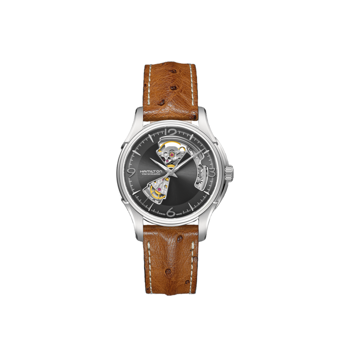 Hamilton Jazzmaster Open Heart Auto 40mm Stainless Steel Ostrich Leather Grey 상세 이미지 1