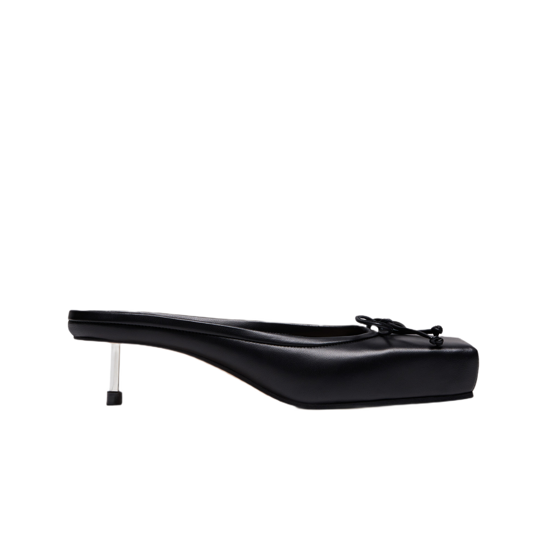 (W) 자크뮈스 레 뮬 베이시스 발레 발레리나 힐 뮬 블랙((W) Jacquemus Les Mules Basses Ballet Ballerina Heeled Mules Black)