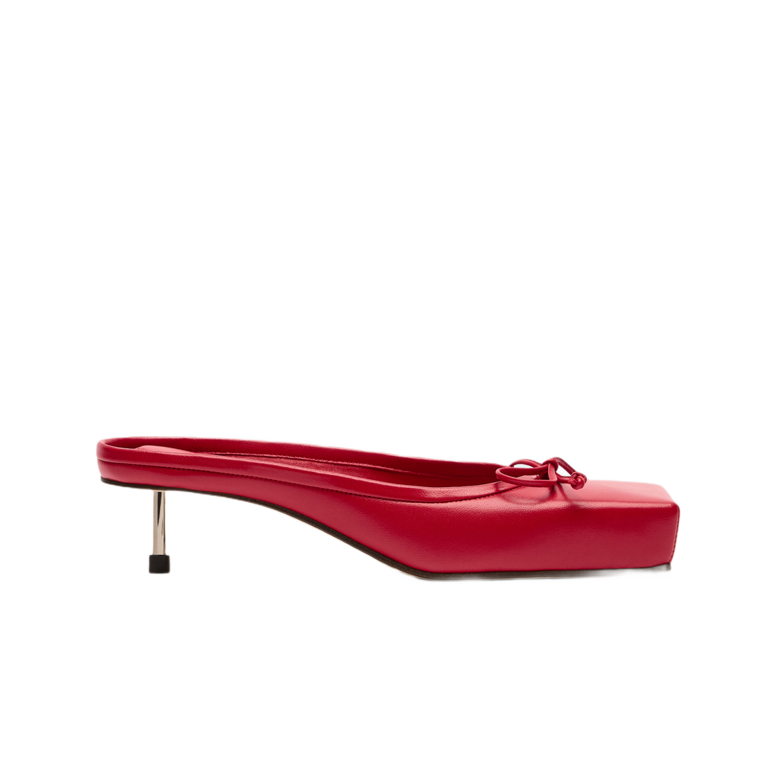 233FO015-3073-470 (W) Jacquemus Les Mules Basses Ballet Ballerina Heeled Mules Red