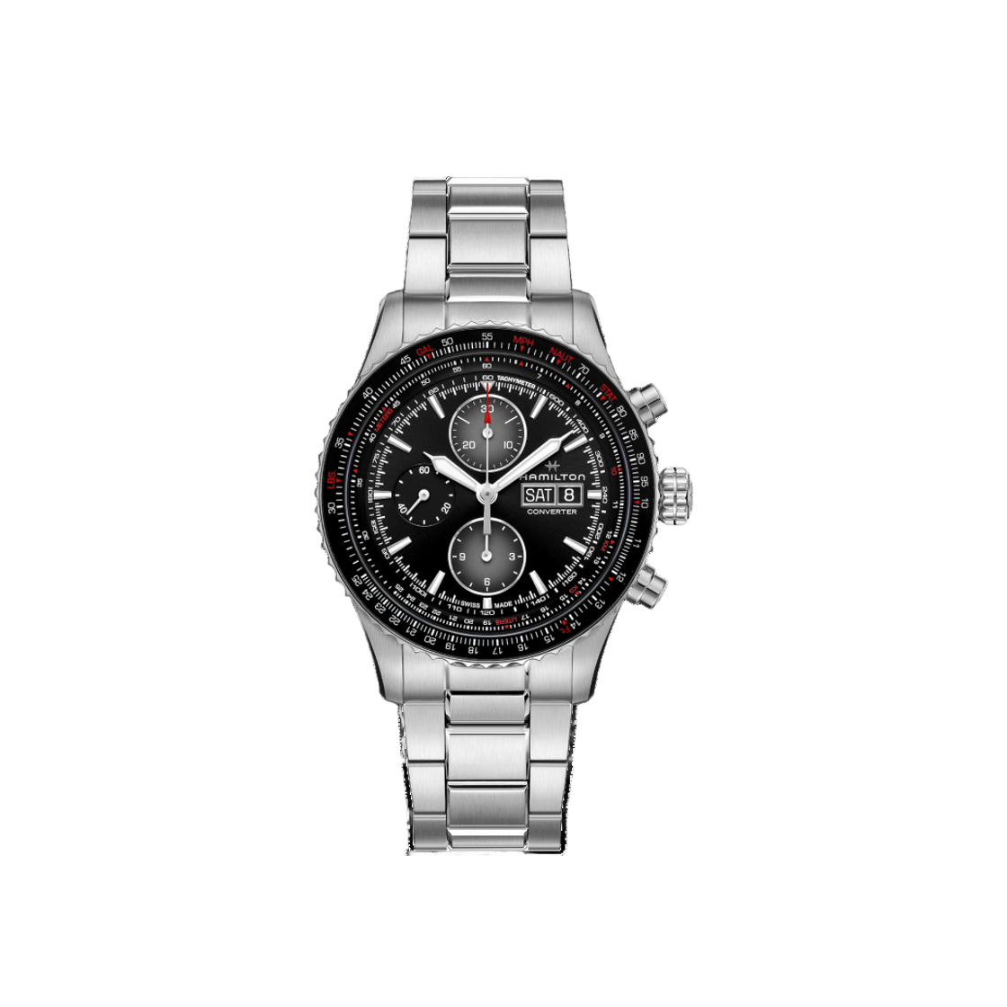 Hamilton Khaki Aviation Converter Auto Chrono 44mm Stainless Steel Black 상세 이미지 1