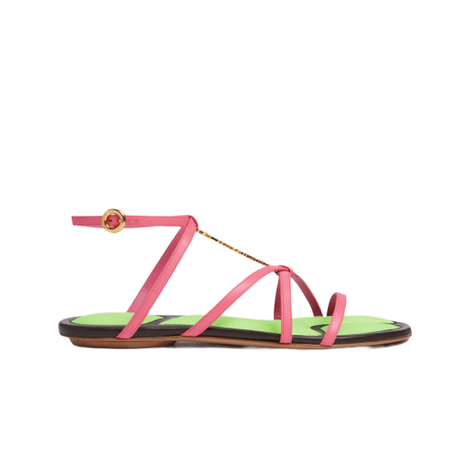 (W) 자크뮈스 레 샌들 프랄루 플레이트 참 로고 플랫 샌들 핑크