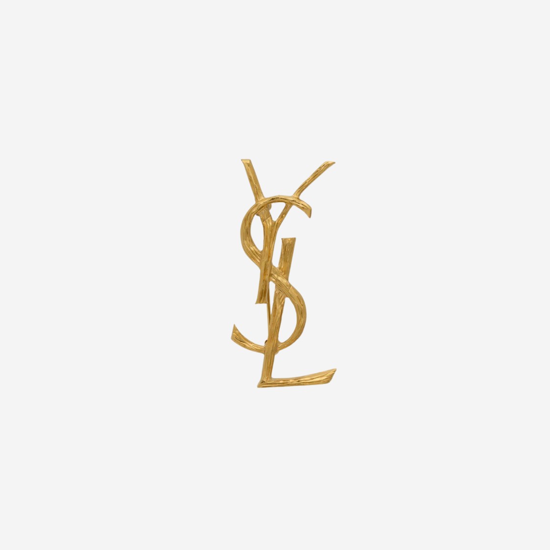 (W) Saint Laurent Opyum Ysl Brooch in Metal Light Satin Gold 상세 이미지 1