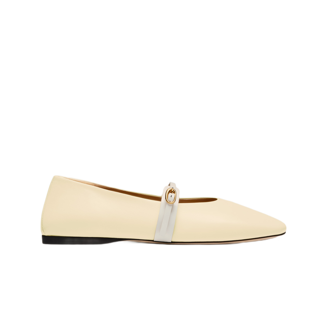 (W) 자크뮈스 레 발레리나 론드 메리제인 플랫 아이보리((W) Jacquemus Les Ballerines Rondes Mary-Jane Flats Ivory)