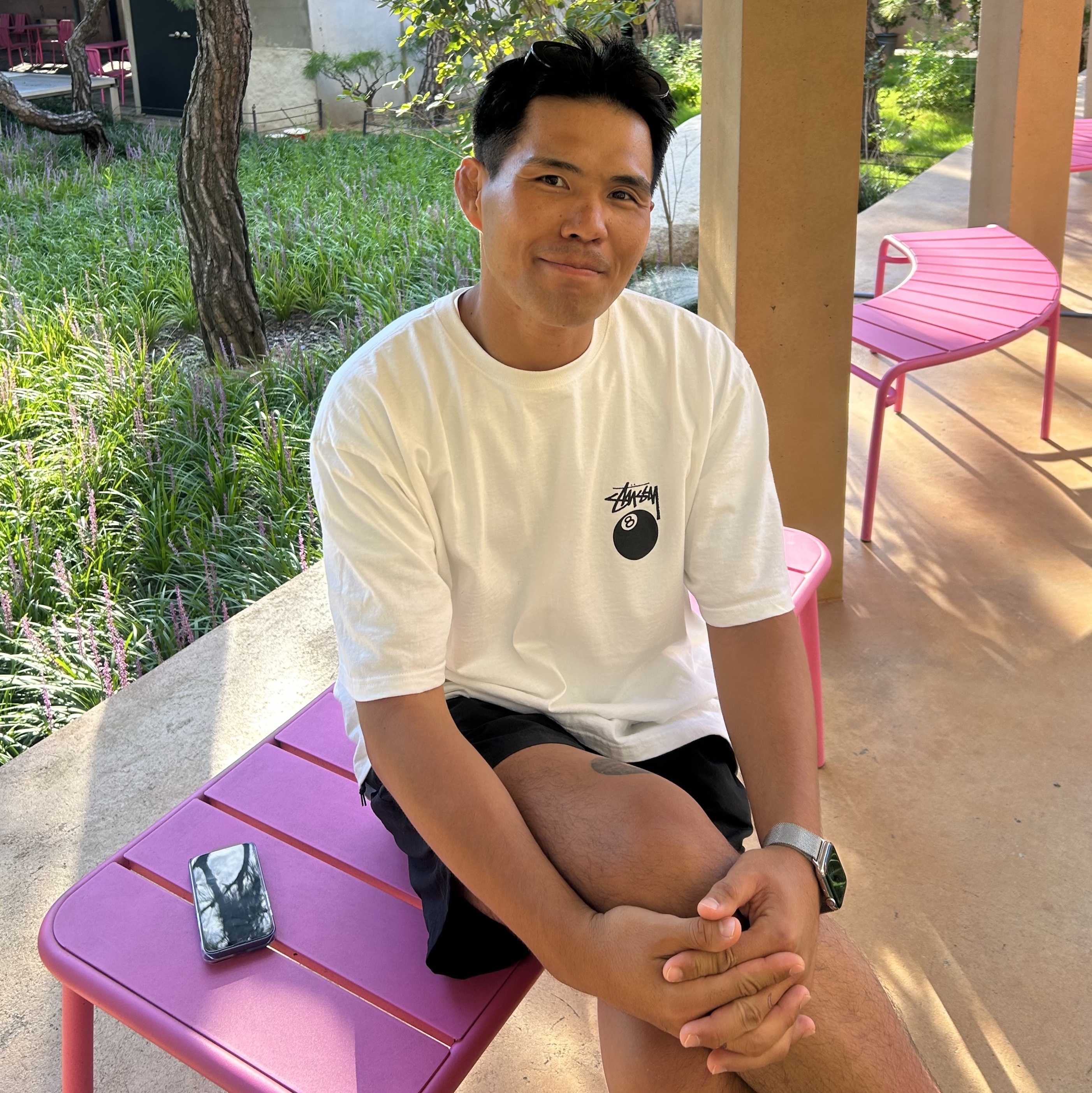Stussy Billiards T-Shirt White, Nike NRG ACG Trail Shorts Black Dark Smoke Grey - Asia 착용 스타일