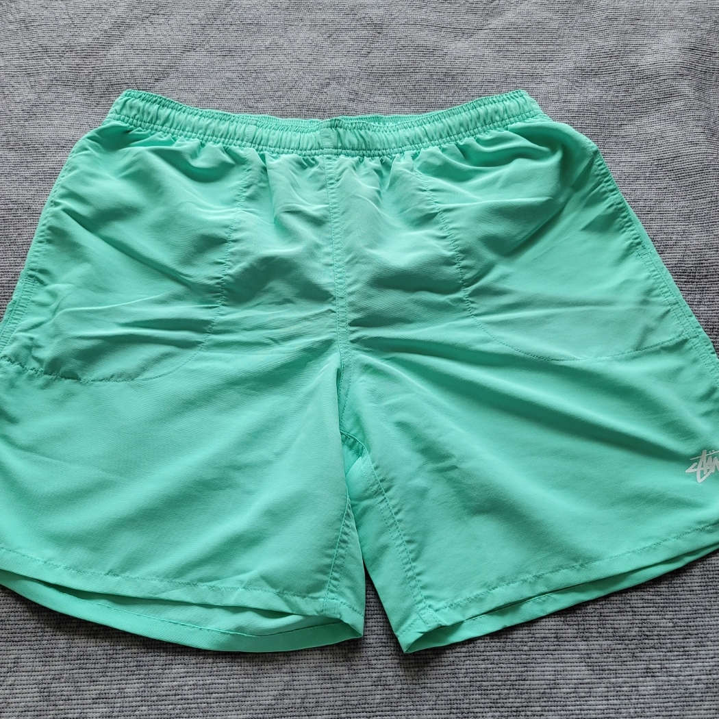 Stussy Stock Water Shorts Aqua 착용 스타일