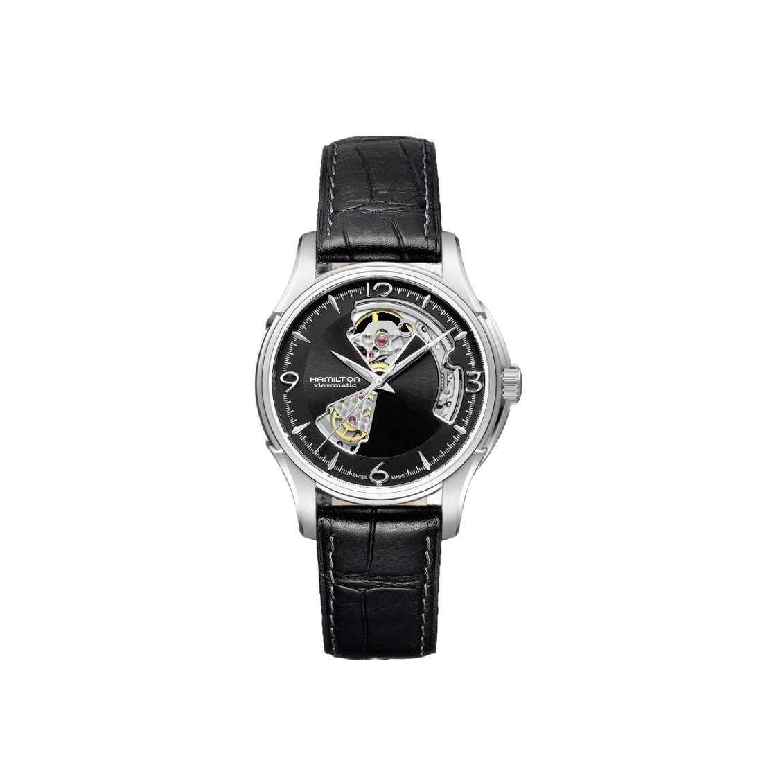 Hamilton Jazzmaster Open Heart Auto 40mm Stainless Steel Calf Leather Black 상세 이미지 1