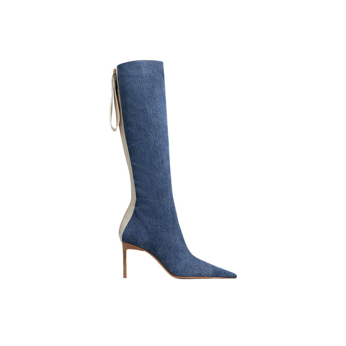 (W) 자크뮈스 레 보테 꼬르타도 데님 니 하이 부츠 블루((W) Jacquemus Les Bottes Cordao Denim Knee-High Boots Blue)