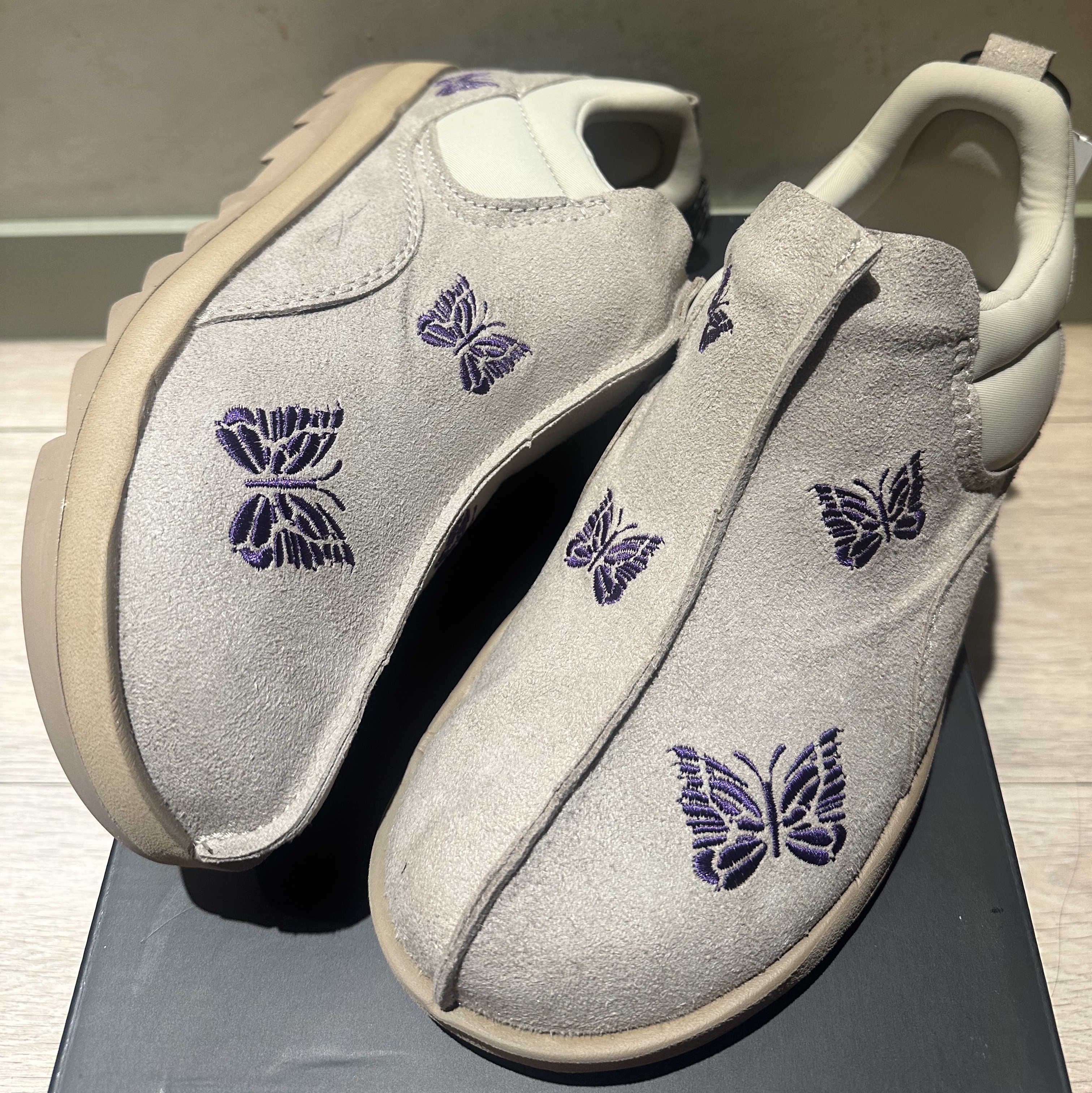 Reebok x Needles Beatnik Moc Modern Beige Extreme Purple 착용 스타일 - 2