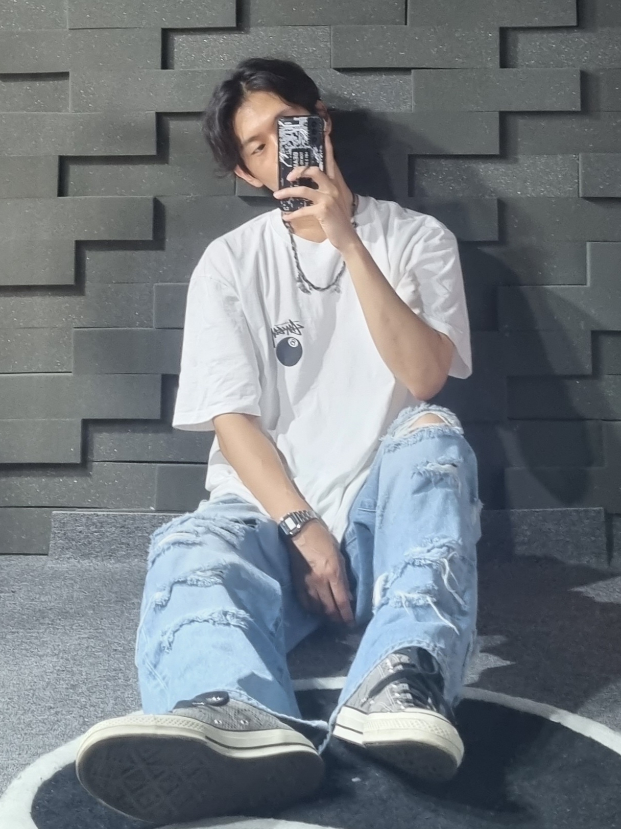 Stussy Billiards T-Shirt White 착용 스타일 - 1