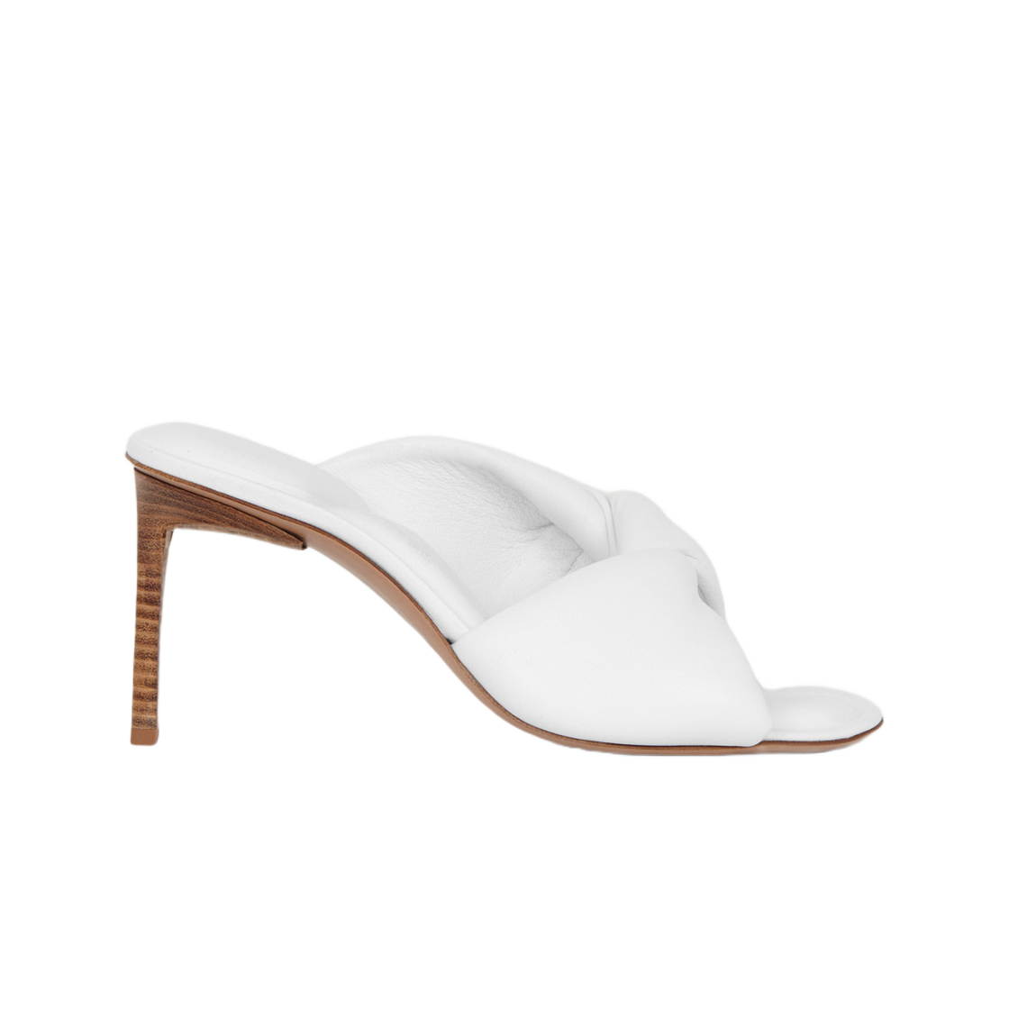 (W) 자크뮈스 레 뮬 바그누 퍼프 트위스트 뮬 화이트((W) Jacquemus Les Mules Bagnu Puffed Twist Mules White) - 1